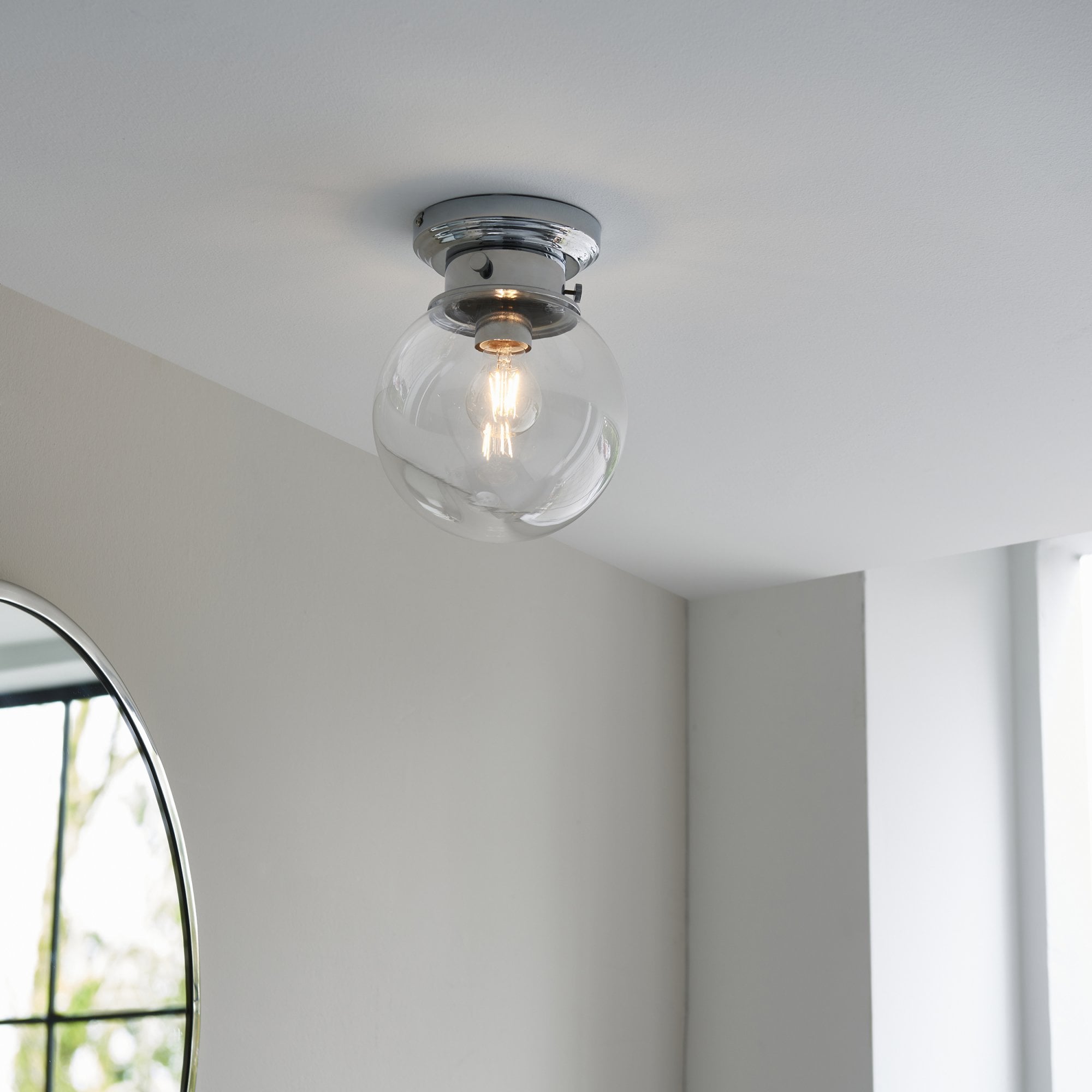 Endon Cheswick Single Light Flush - Chrome Plate & Clear Glass