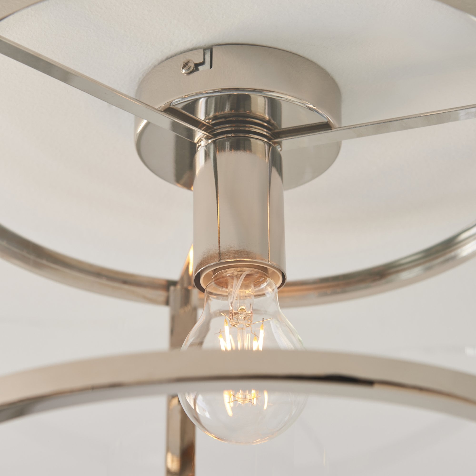 Endon Hopton Single Light Flush - Bright Nickel Plate & Clear Glass
