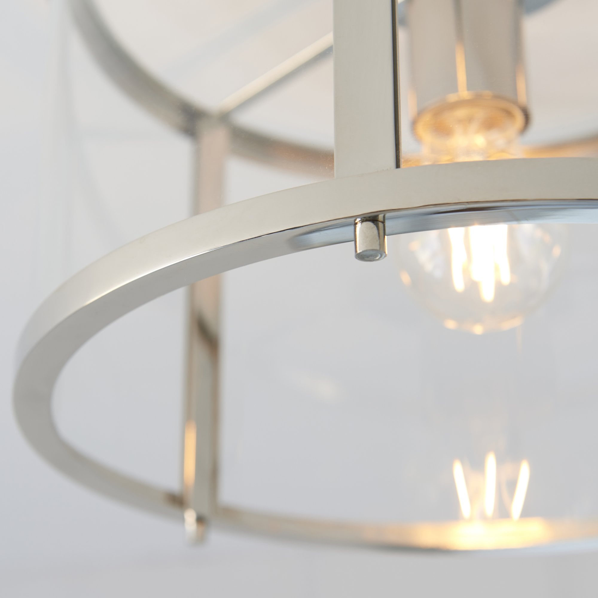 Endon Hopton Single Light Flush - Bright Nickel Plate & Clear Glass