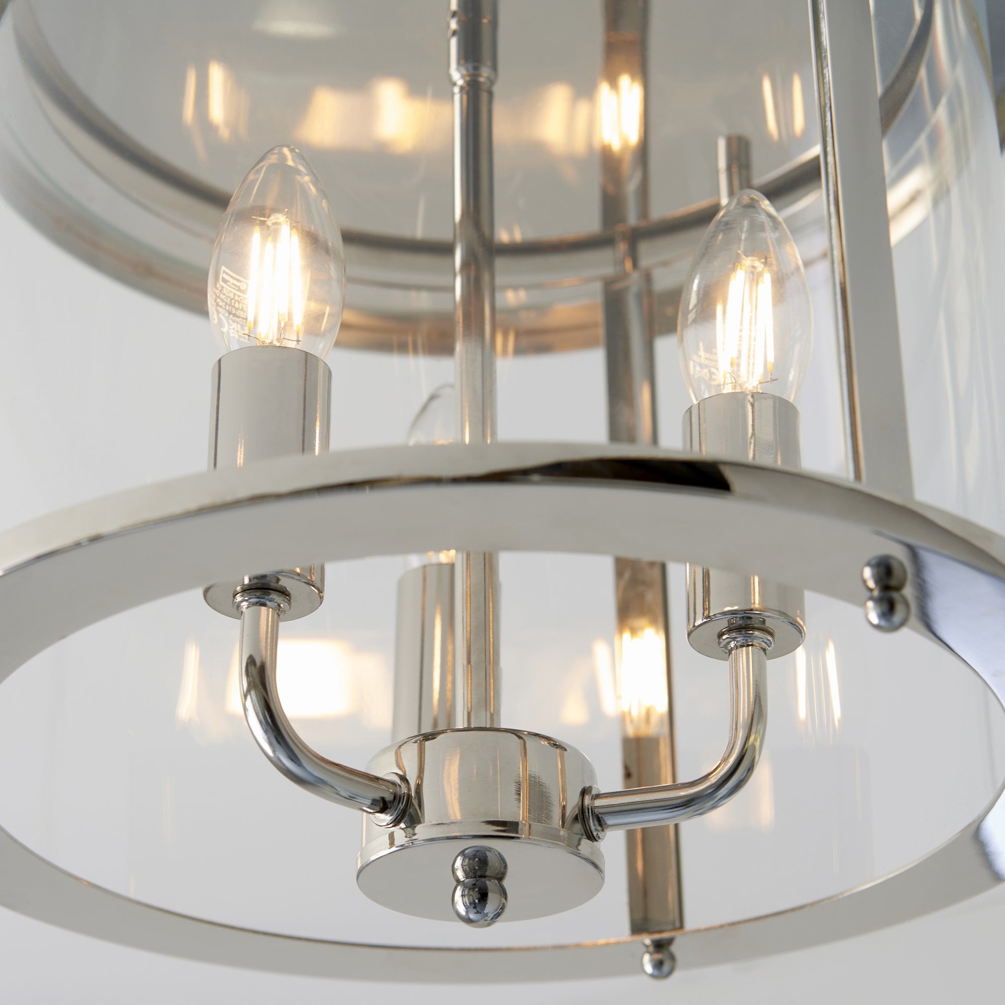 Endon Hampworth 3 Light Flush - Bright Nickel Plate & Clear Glass