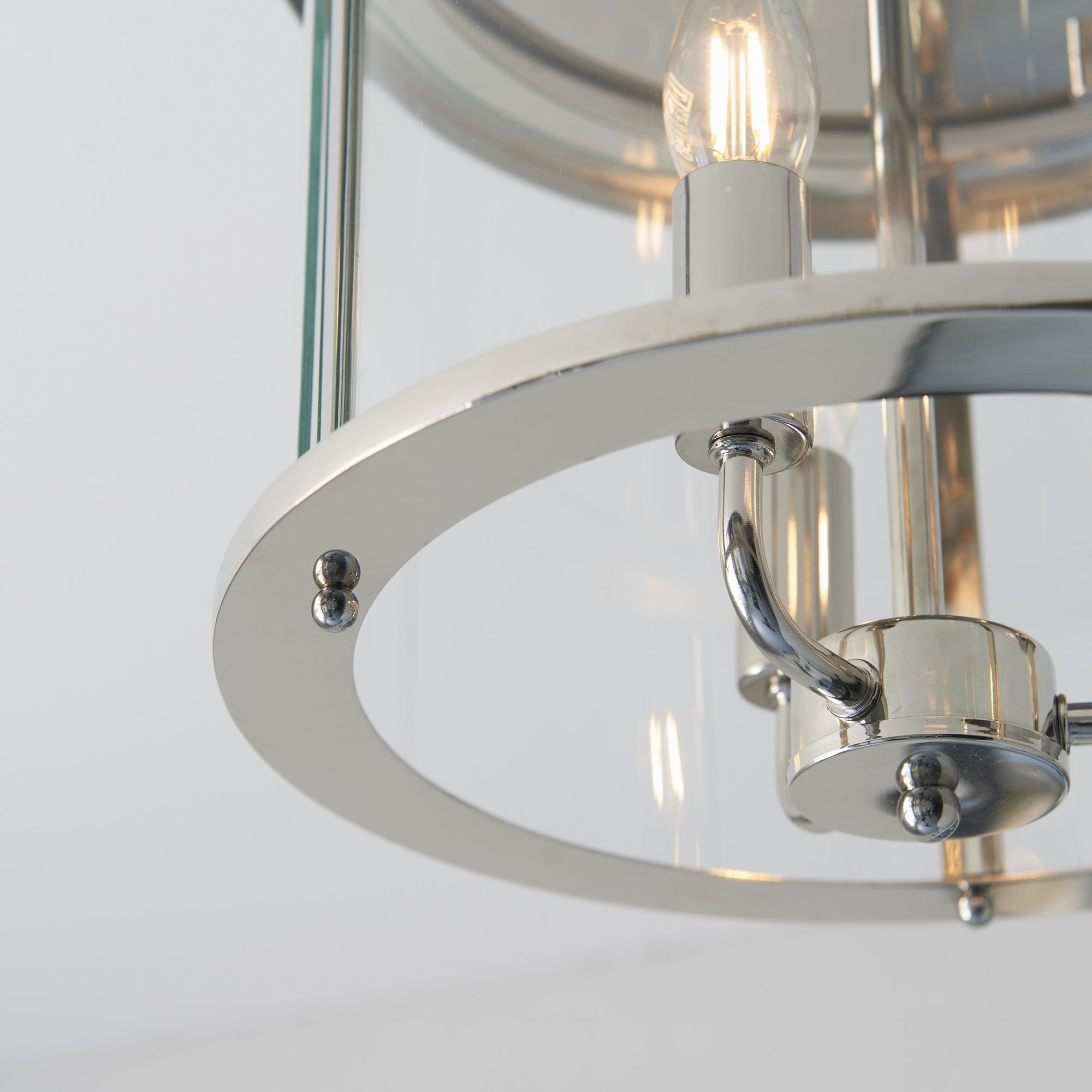 Endon Hampworth 3 Light Flush - Bright Nickel Plate & Clear Glass