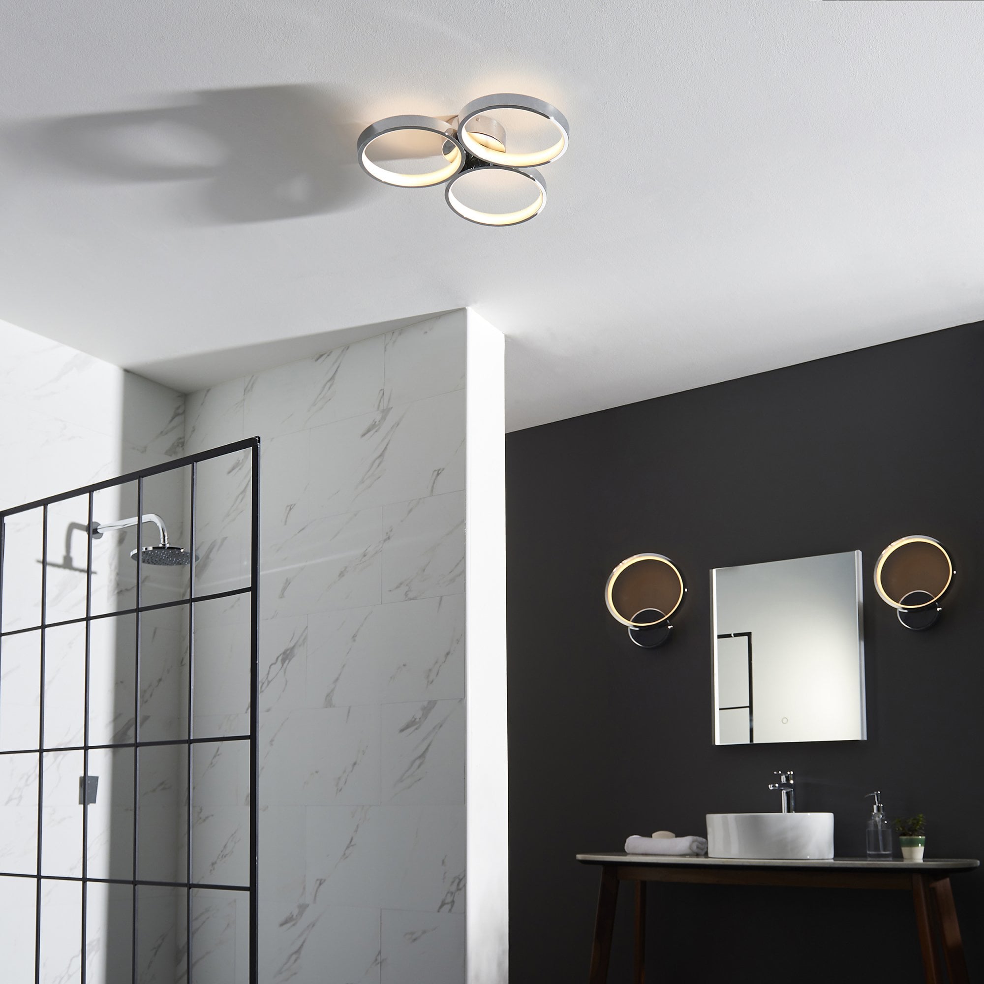 Endon Radius 3 Light Semi Flush - Chrome Plate & White Silicone