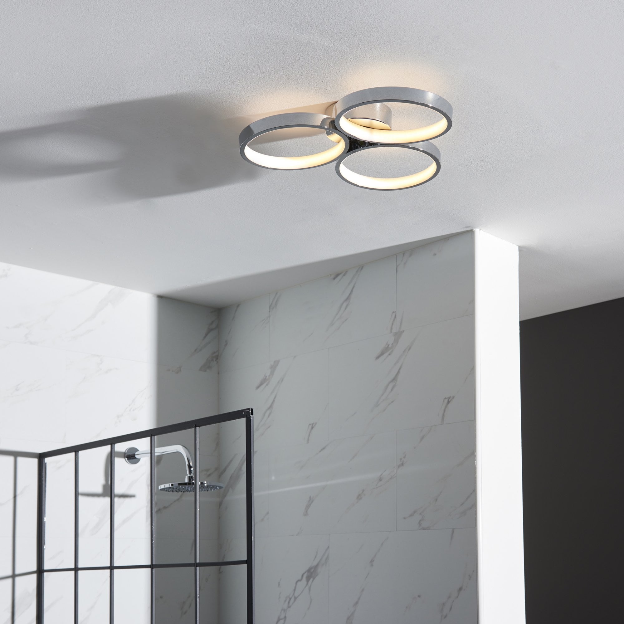Endon Radius 3 Light Semi Flush - Chrome Plate & White Silicone