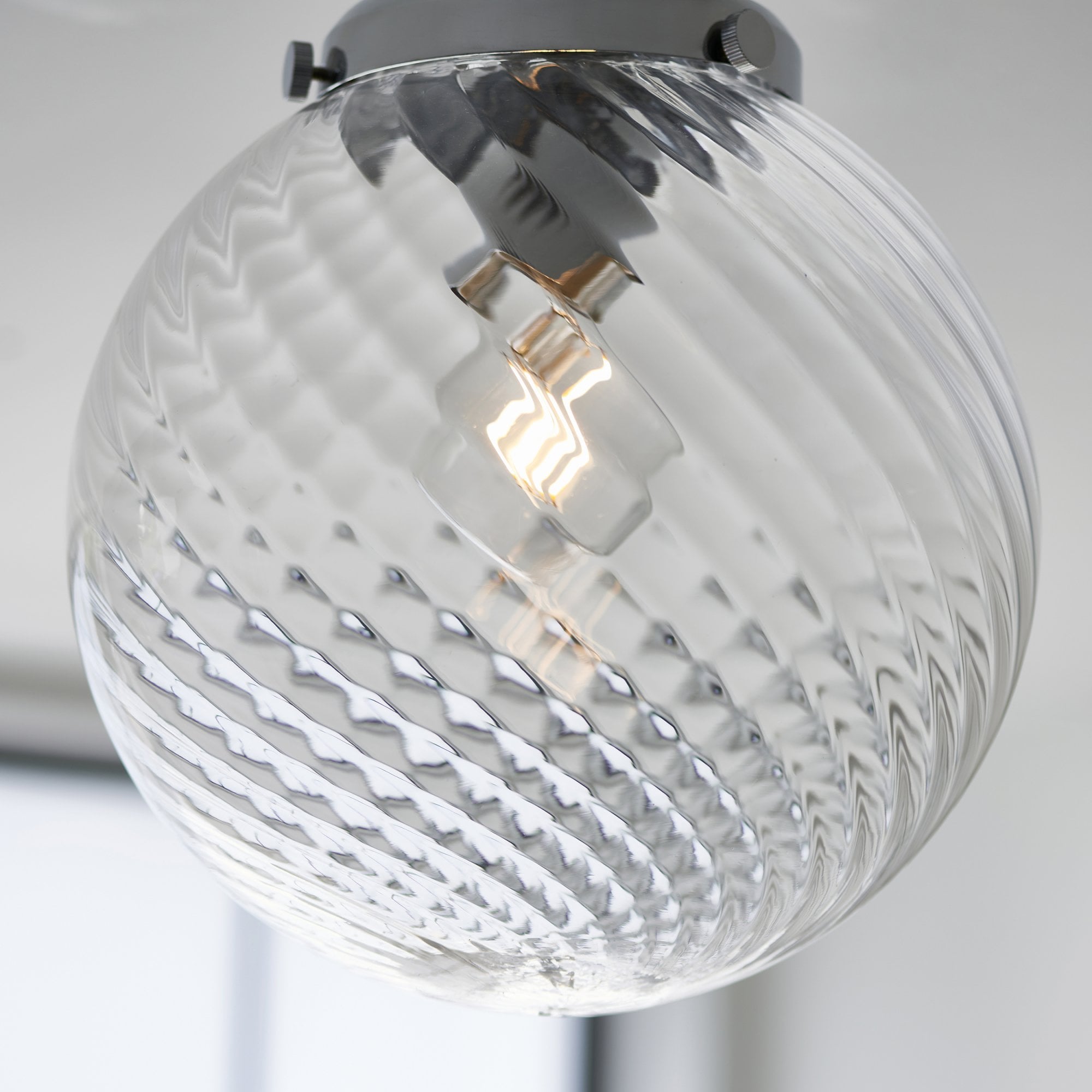 Endon Milston Single Light Flush - Chrome Plate & Clear Spiral Glass