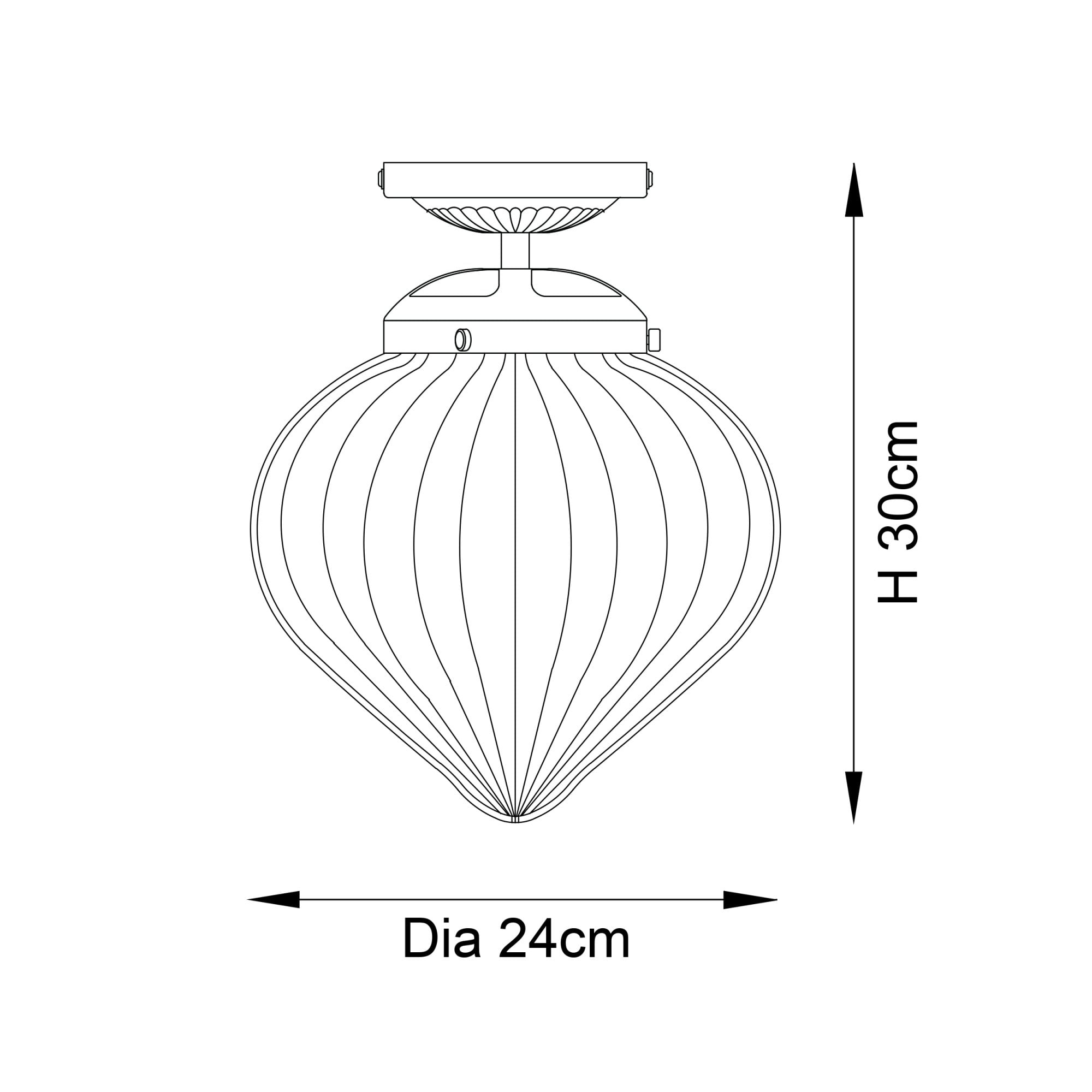 Endon Cheston Single Light Flush - Chrome Plate & Clear Ribbed Glass