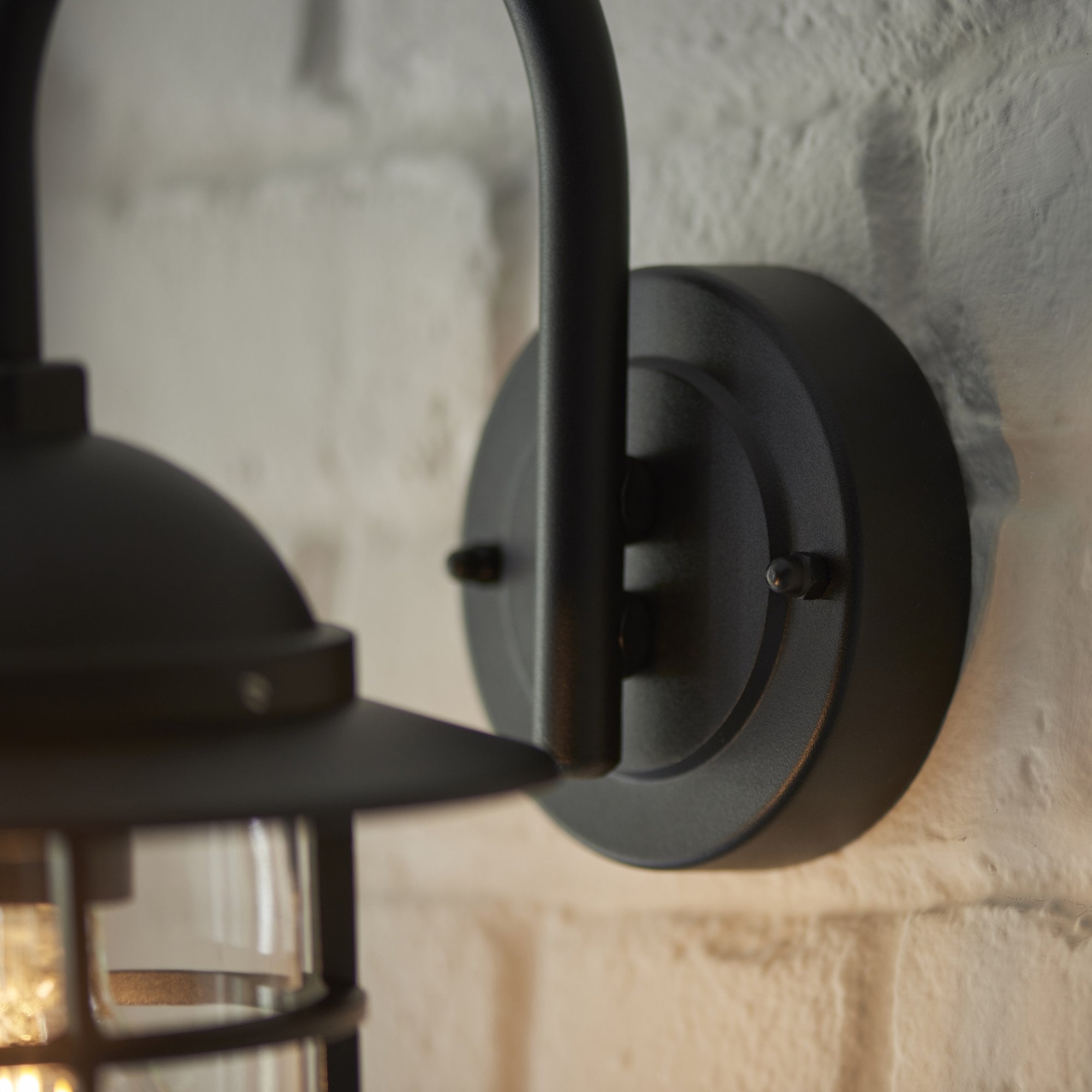 Endon Port Single Light Wall - Textured Black & Clear Glass