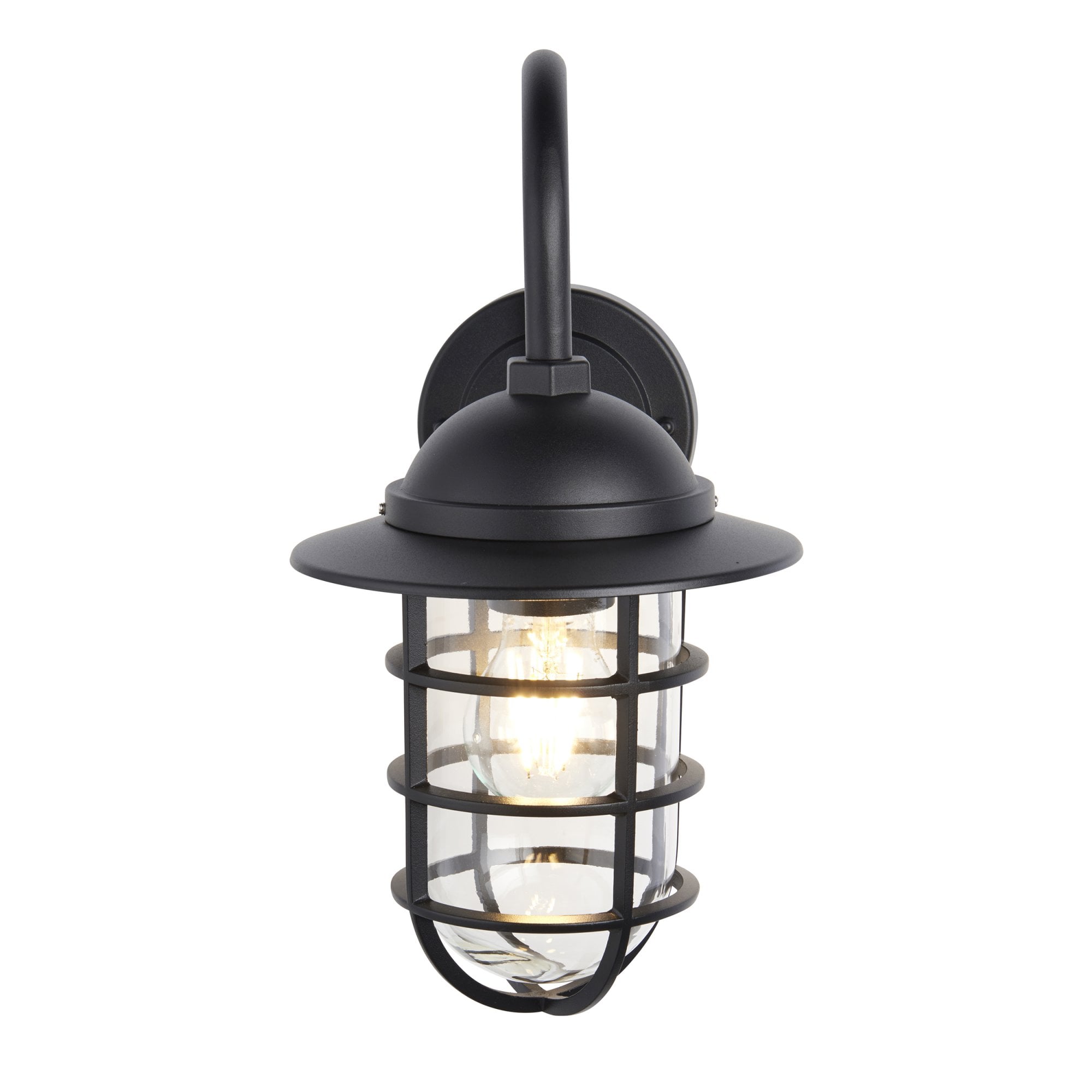 Endon Port Single Light Wall - Textured Black & Clear Glass