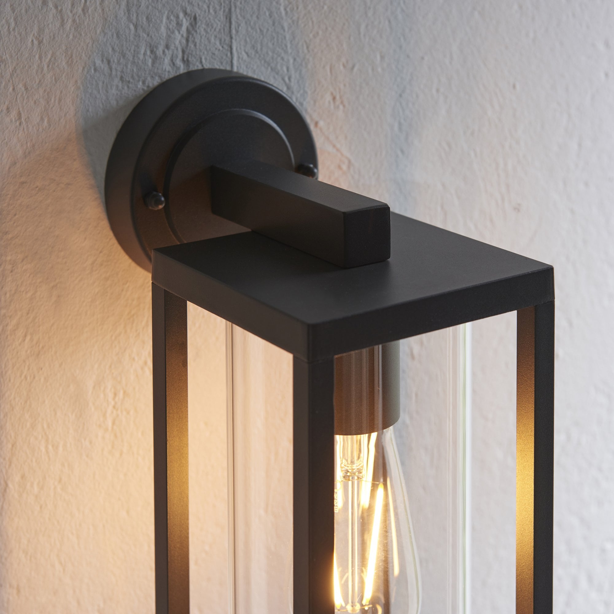 Endon Hamden Single Light Wall - Textured Black & Clear Glass