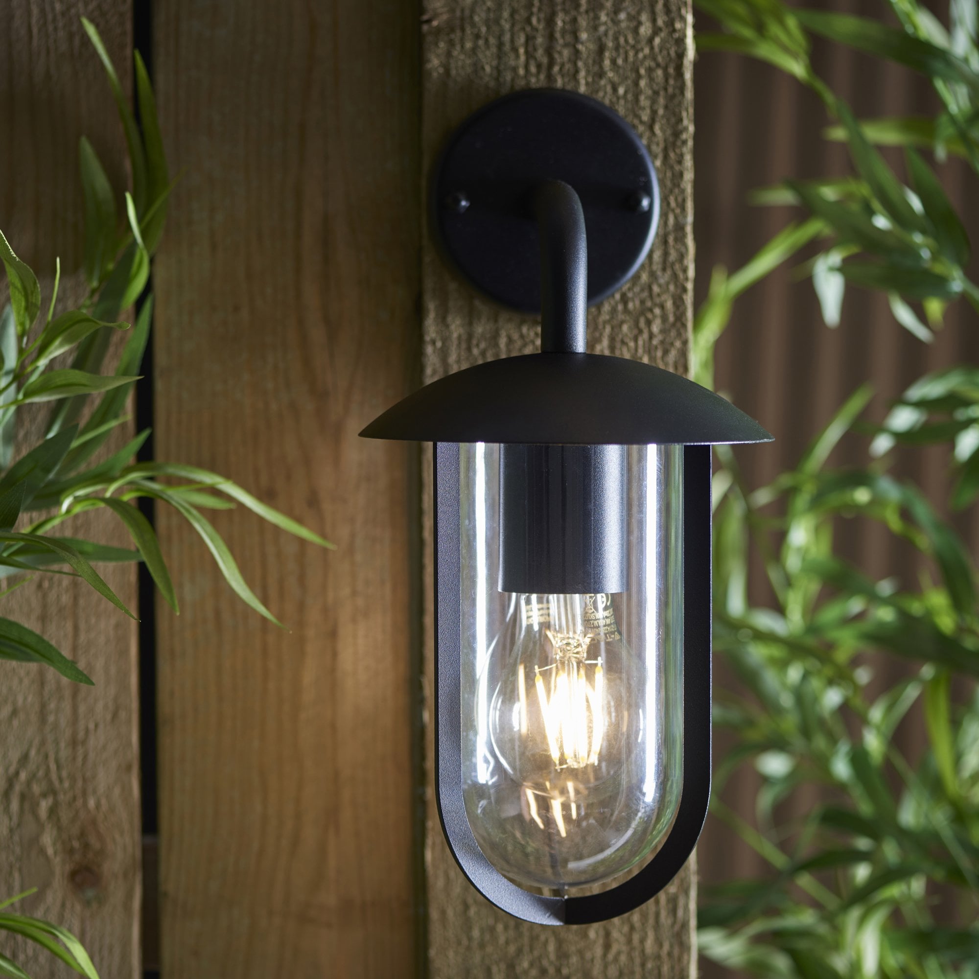 Endon Quinn Single Light Wall - Textured Black & Clear Pc