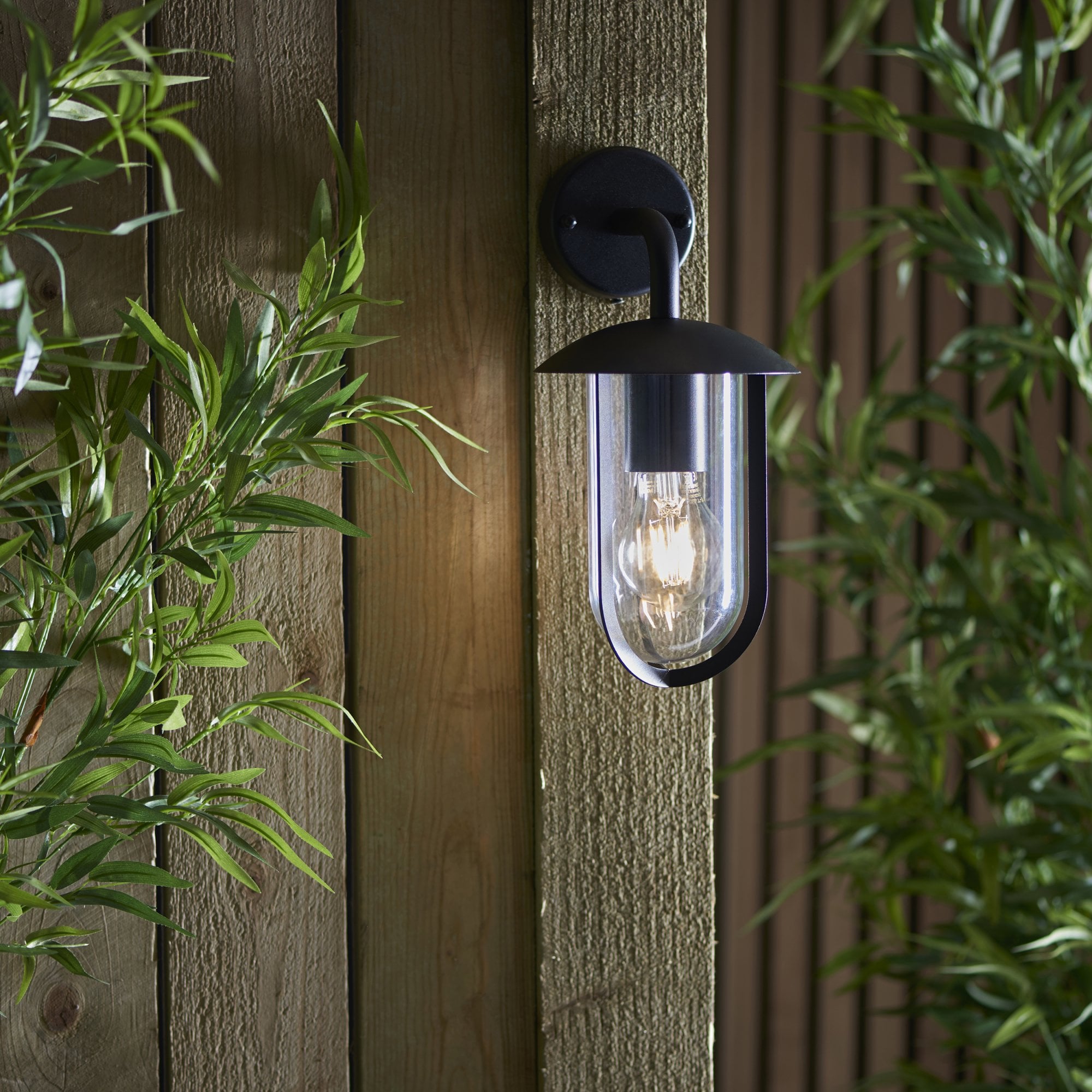 Endon Quinn Single Light Wall - Textured Black & Clear Pc