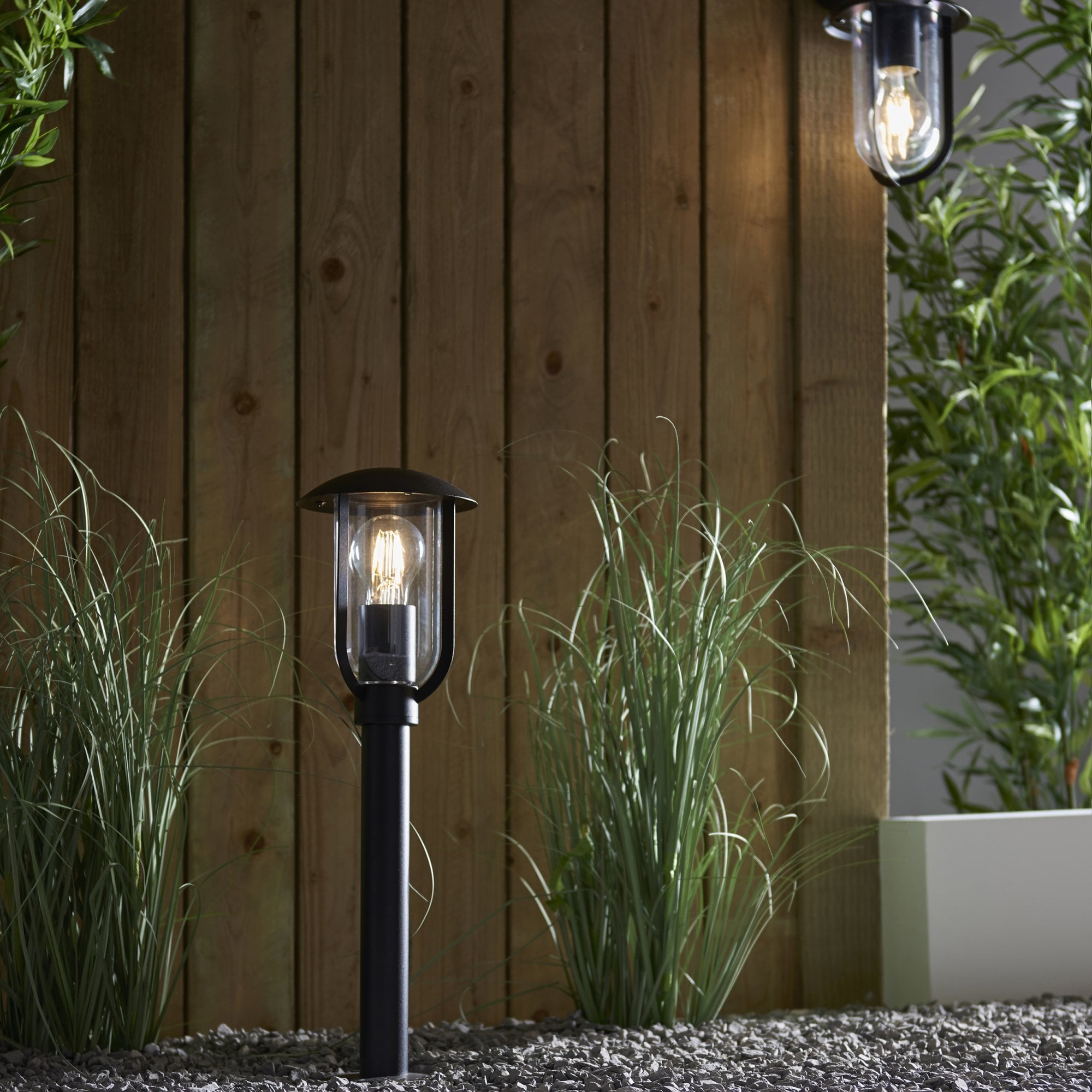Endon Quinn Single Light Floor Lamp - Textured Black & Clear Pc