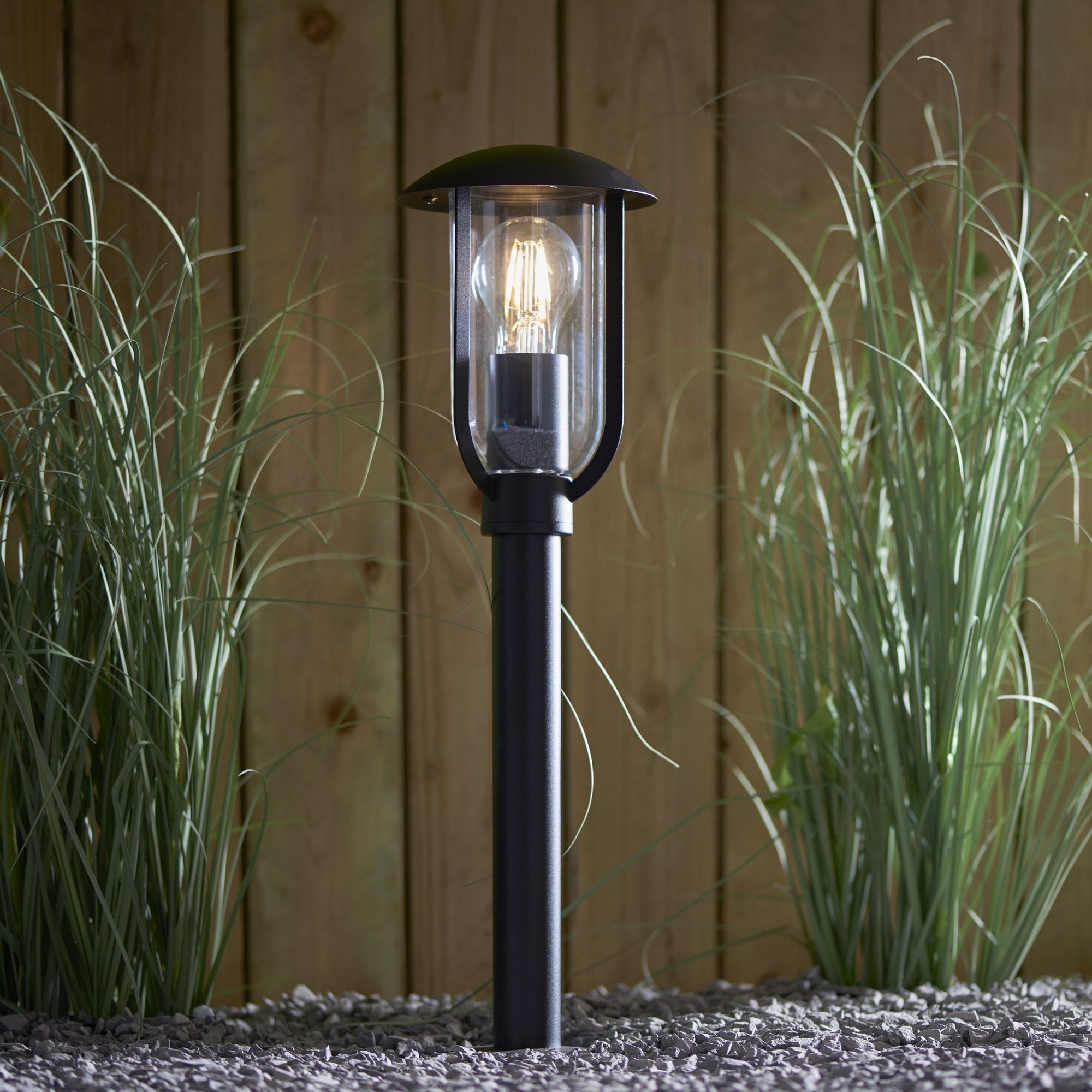 Endon Quinn Single Light Floor Lamp - Textured Black & Clear Pc
