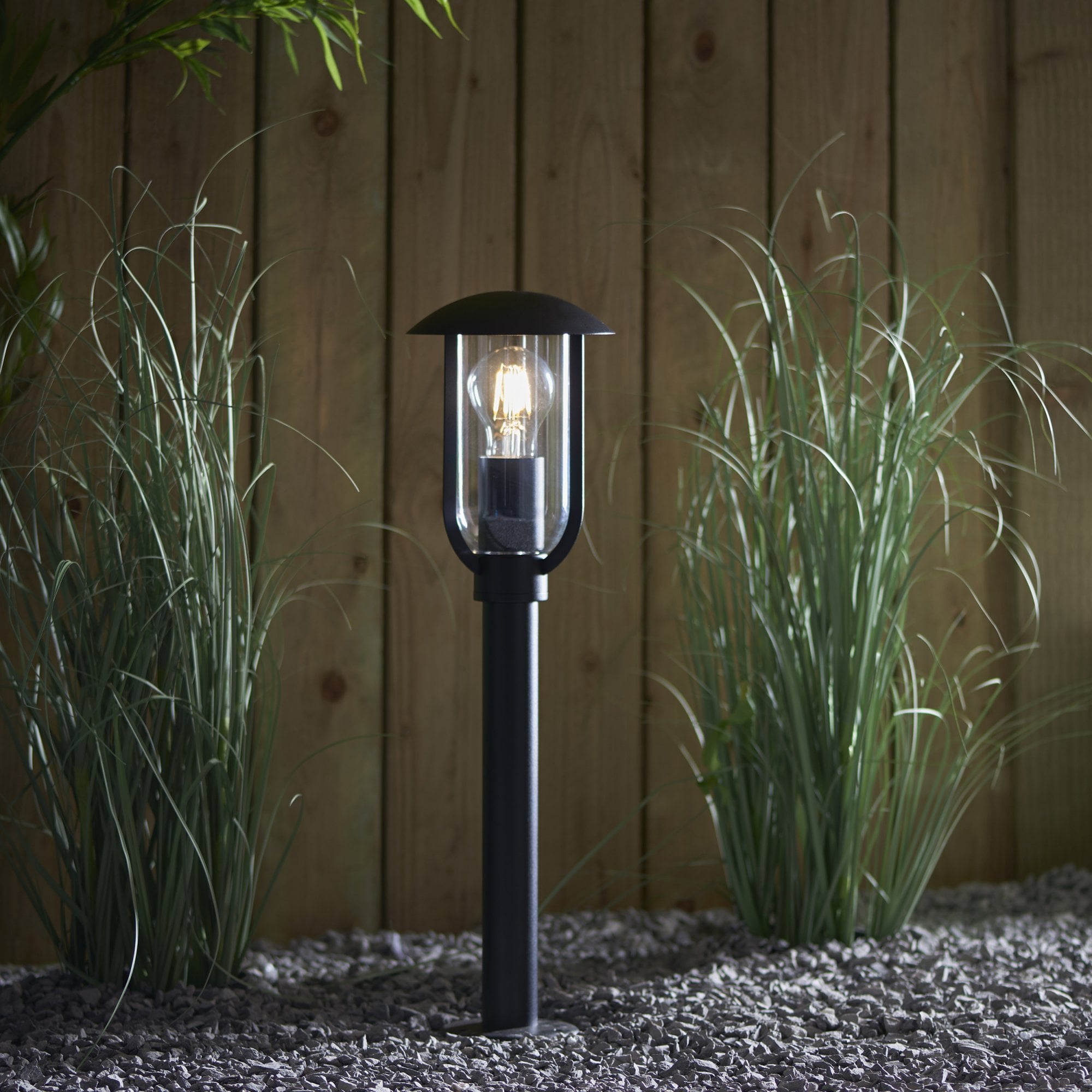 Endon Quinn Single Light Floor Lamp - Textured Black & Clear Pc