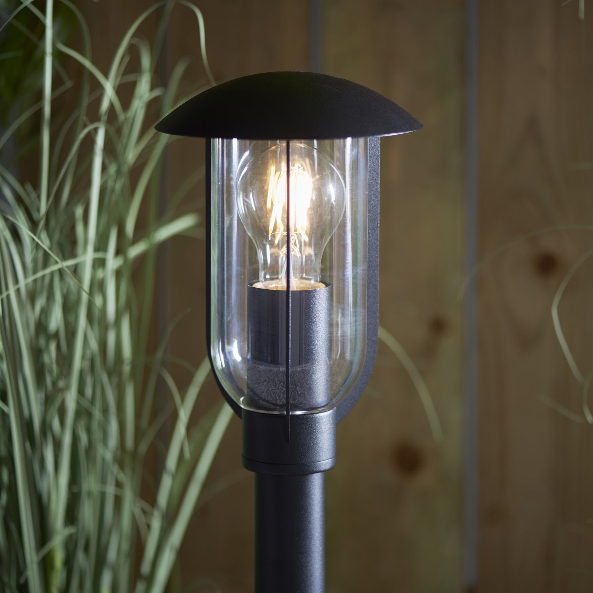 Endon Quinn Single Light Floor Lamp - Textured Black & Clear Pc