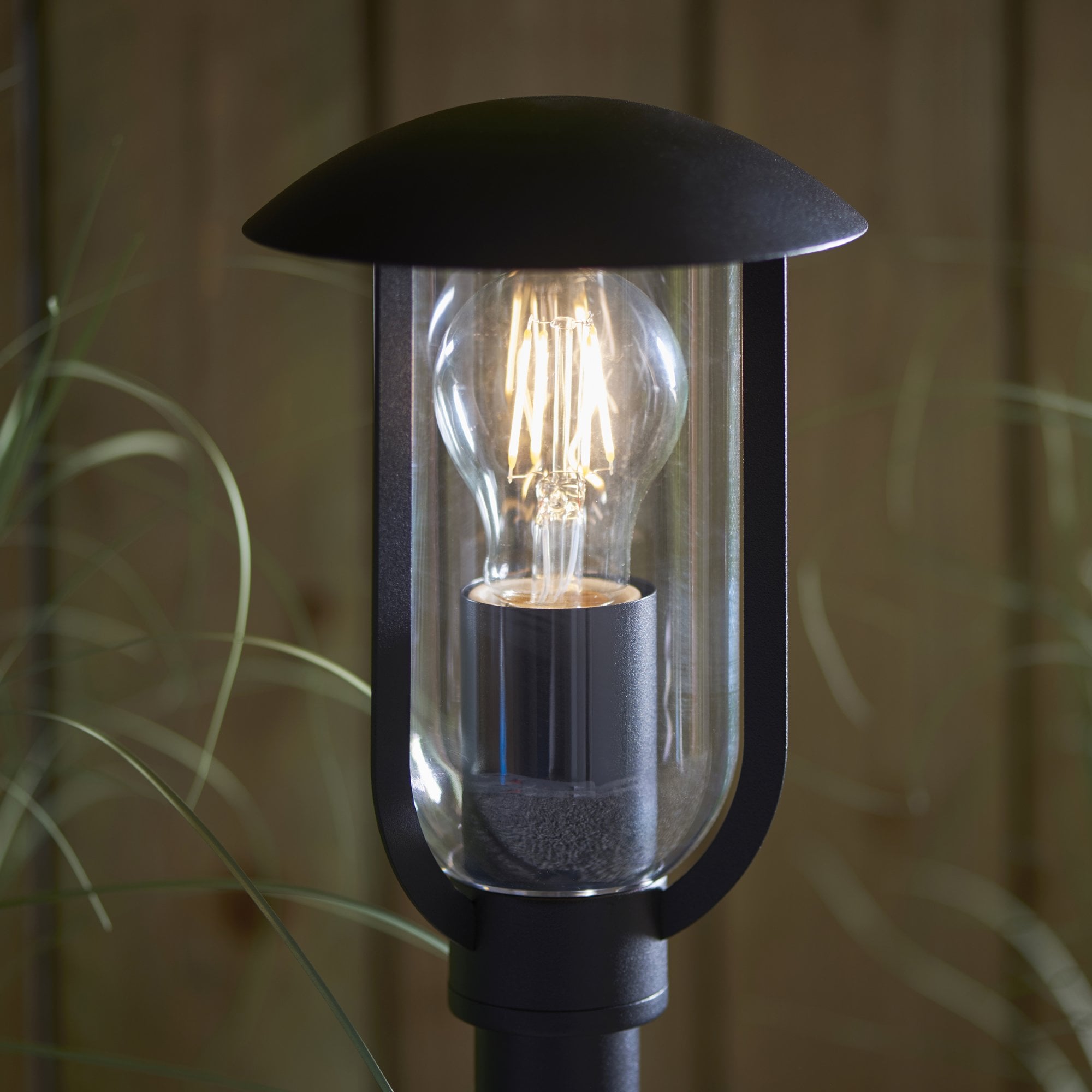 Endon Quinn Single Light Floor Lamp - Textured Black & Clear Pc