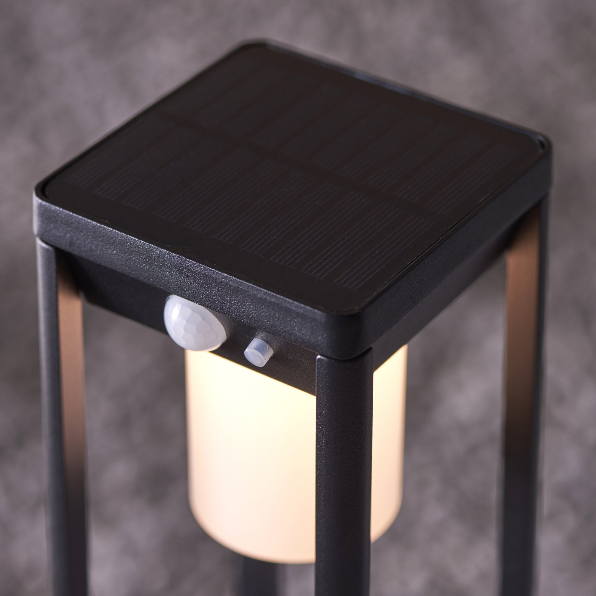 Endon Hallam Single Light Post Light - Photocell And PIR - Solar - Textured Black & White Pc