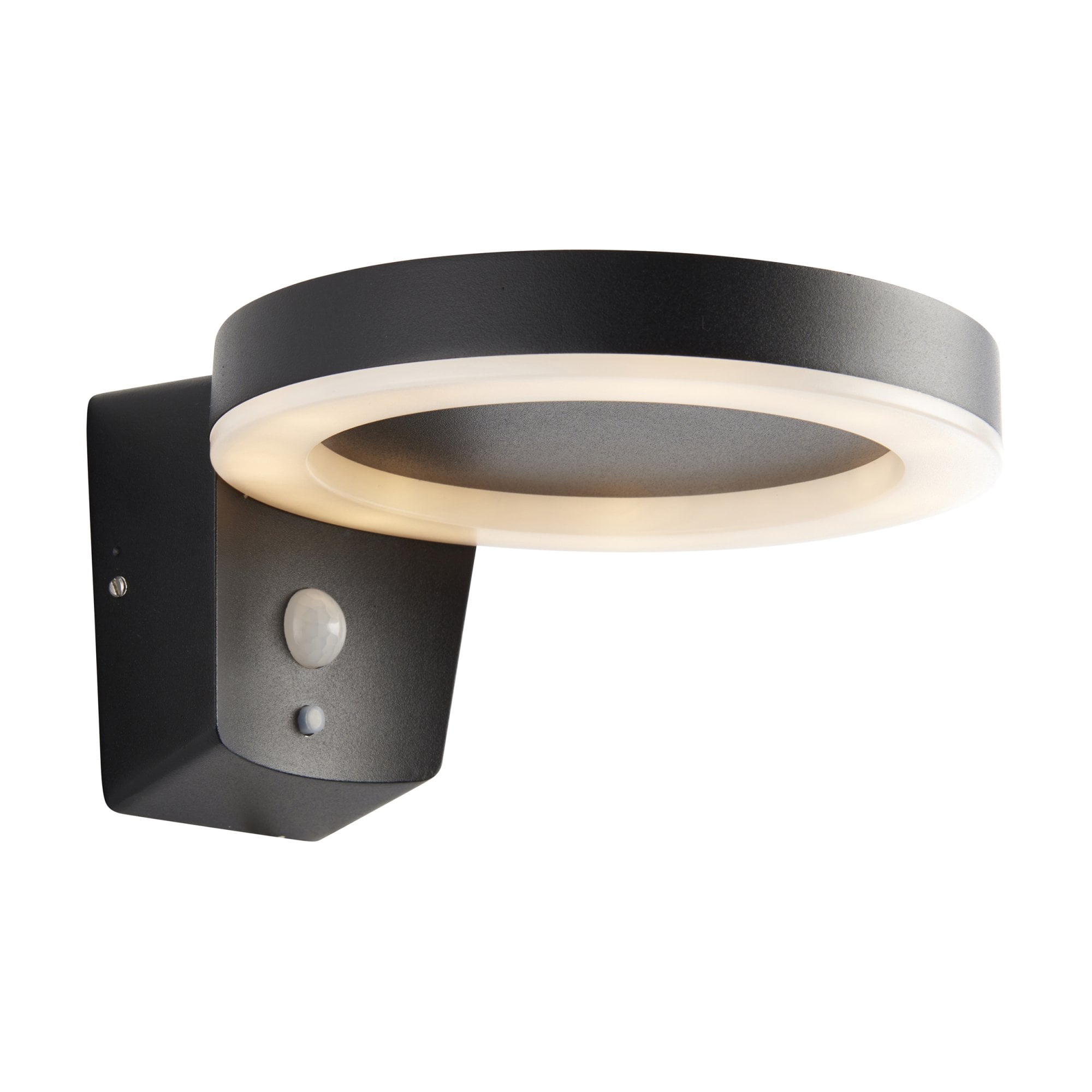 Endon Ebro Single Light Wall - Photocell And Pir - Solar - Textured Black & White Pc