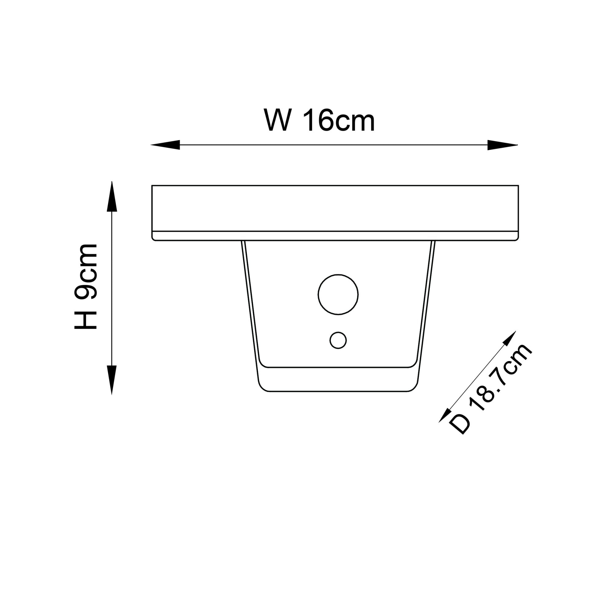 Endon Ebro Single Light Wall - Photocell And Pir - Solar - Textured Black & White Pc