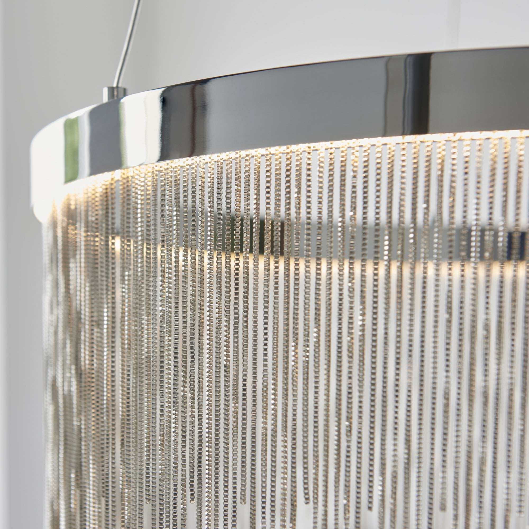 Endon Zelma Colour Temp. Adjustable Single Light Pendant - Chrome Plate & Silver Effect Chain