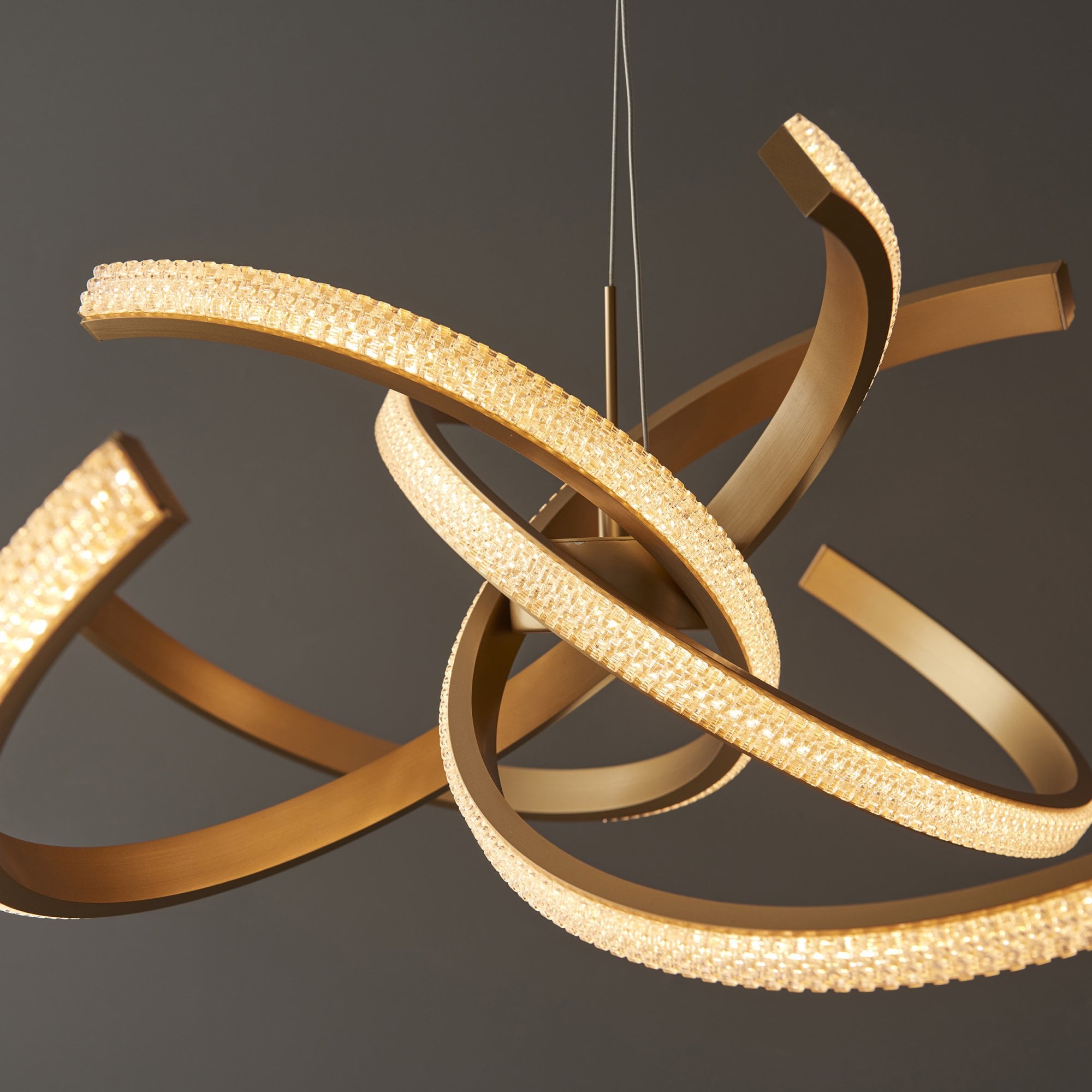 Endon Lorenzo 4 Light Pendant - Satin Gold Paint & Clear Acrylic