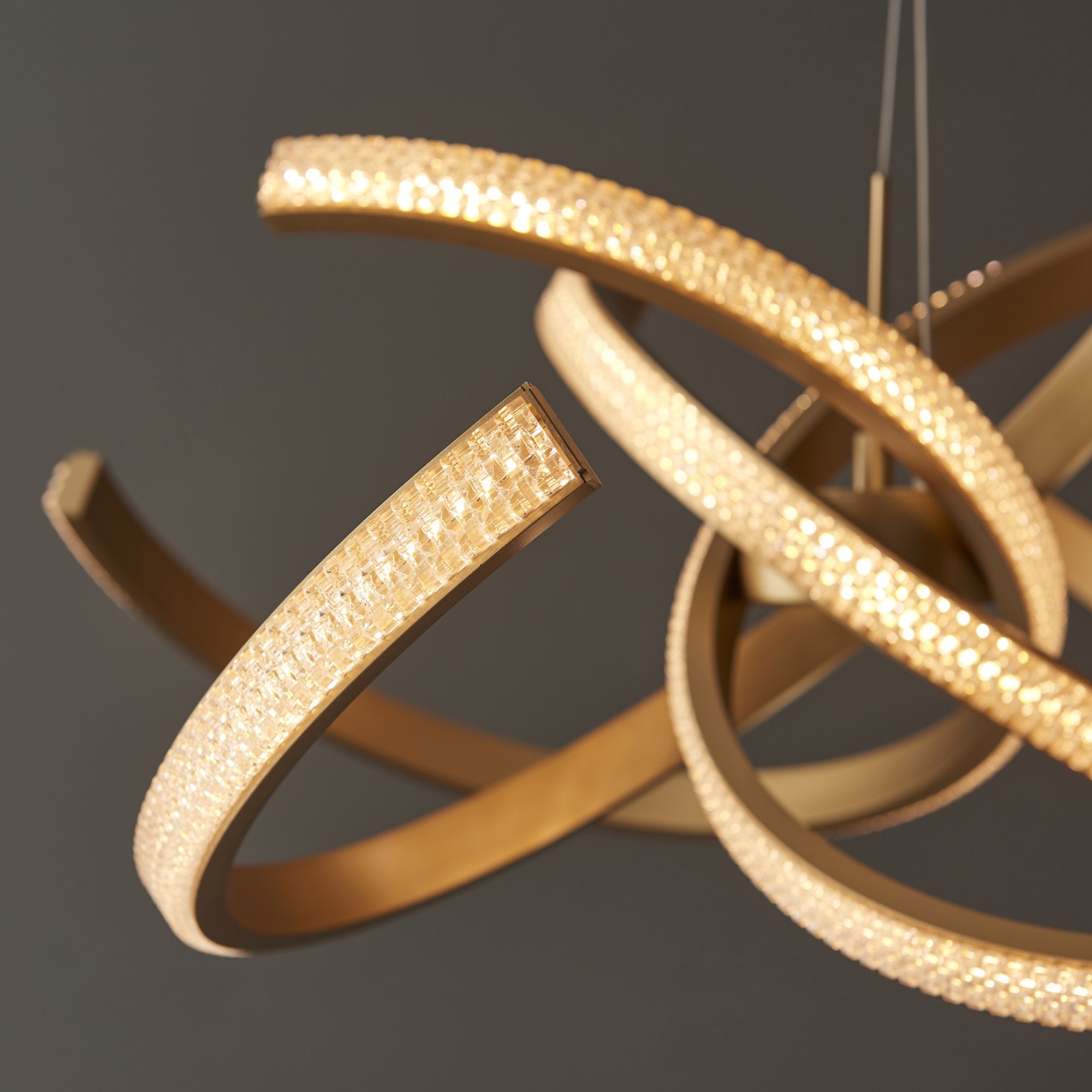 Endon Lorenzo 4 Light Pendant - Satin Gold Paint & Clear Acrylic