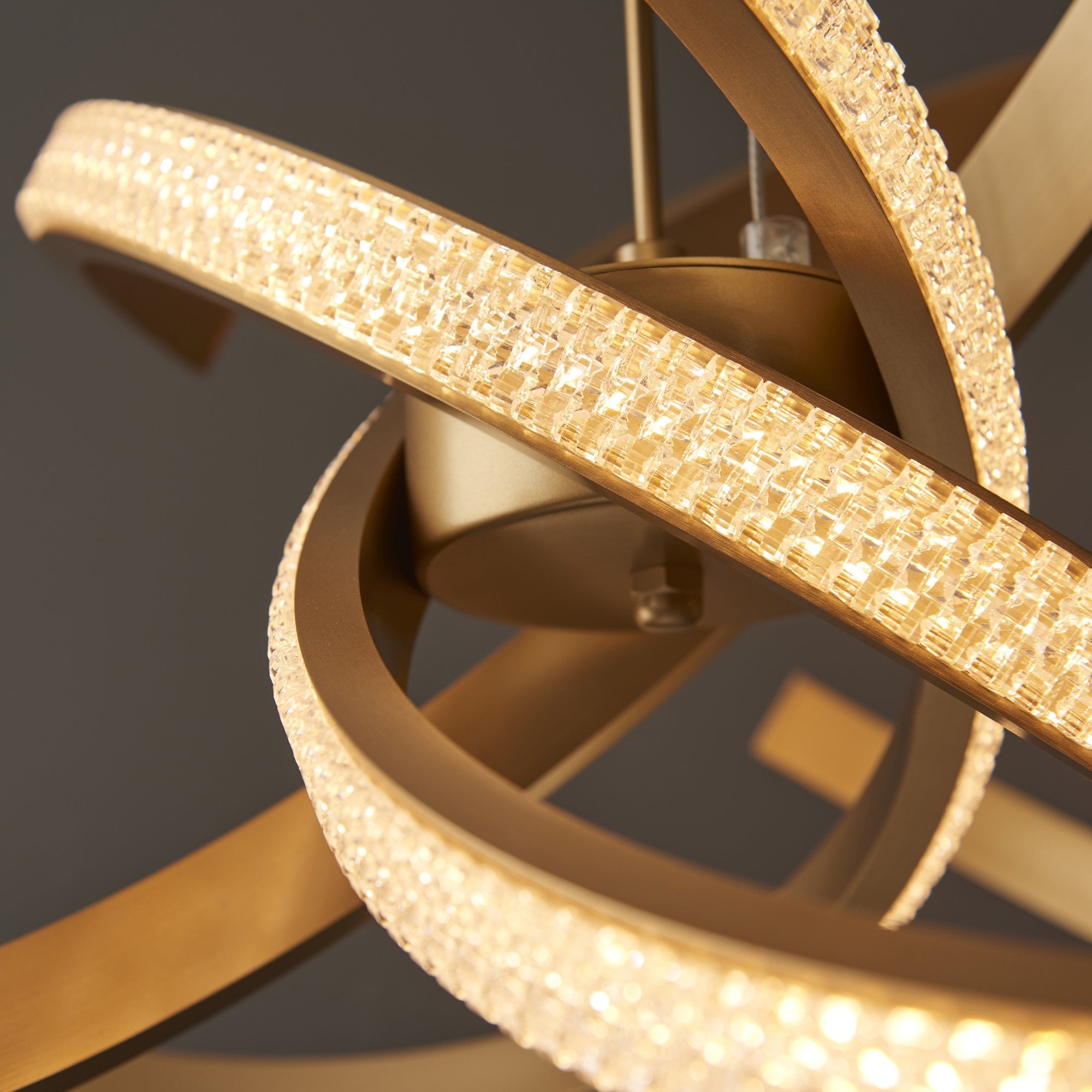 Endon Lorenzo 4 Light Pendant - Satin Gold Paint & Clear Acrylic