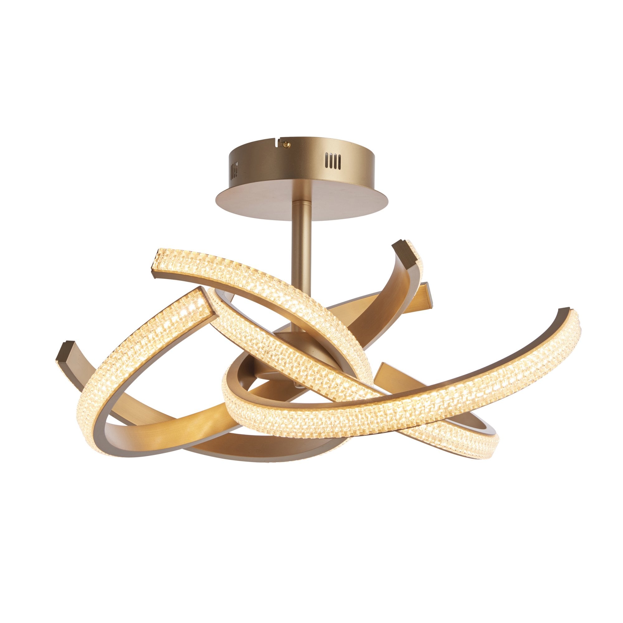 Endon Lorenzo 4 Light Semi Flush - Satin Gold Paint & Clear Acrylic