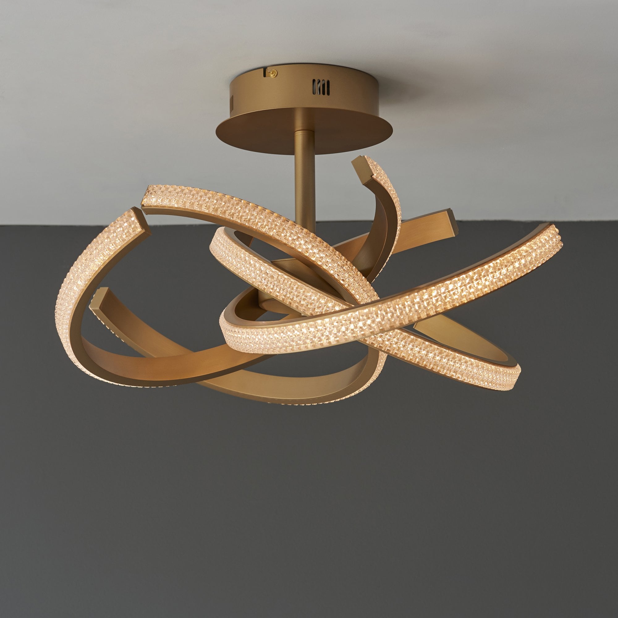 Endon Lorenzo 4 Light Semi Flush - Satin Gold Paint & Clear Acrylic