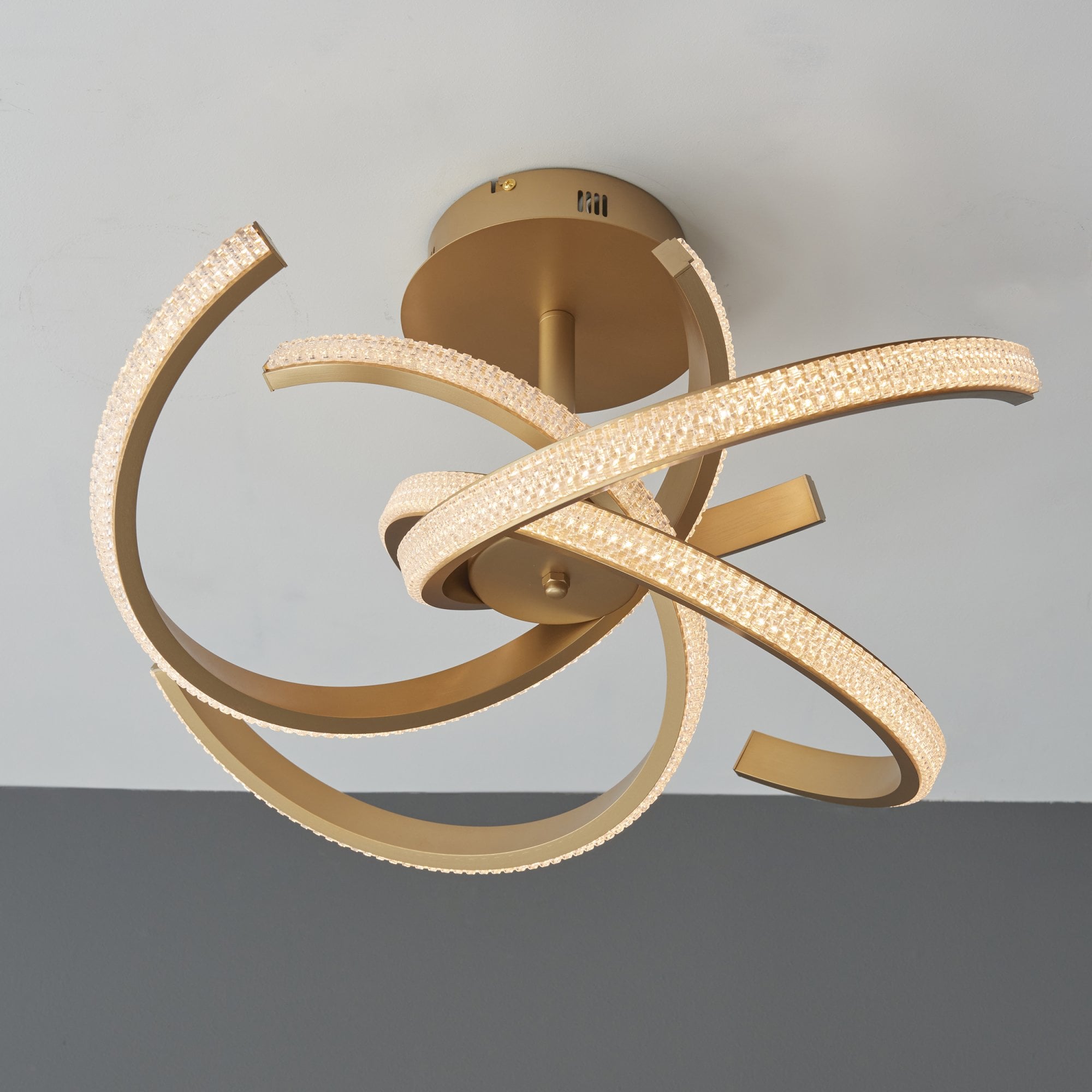 Endon Lorenzo 4 Light Semi Flush - Satin Gold Paint & Clear Acrylic