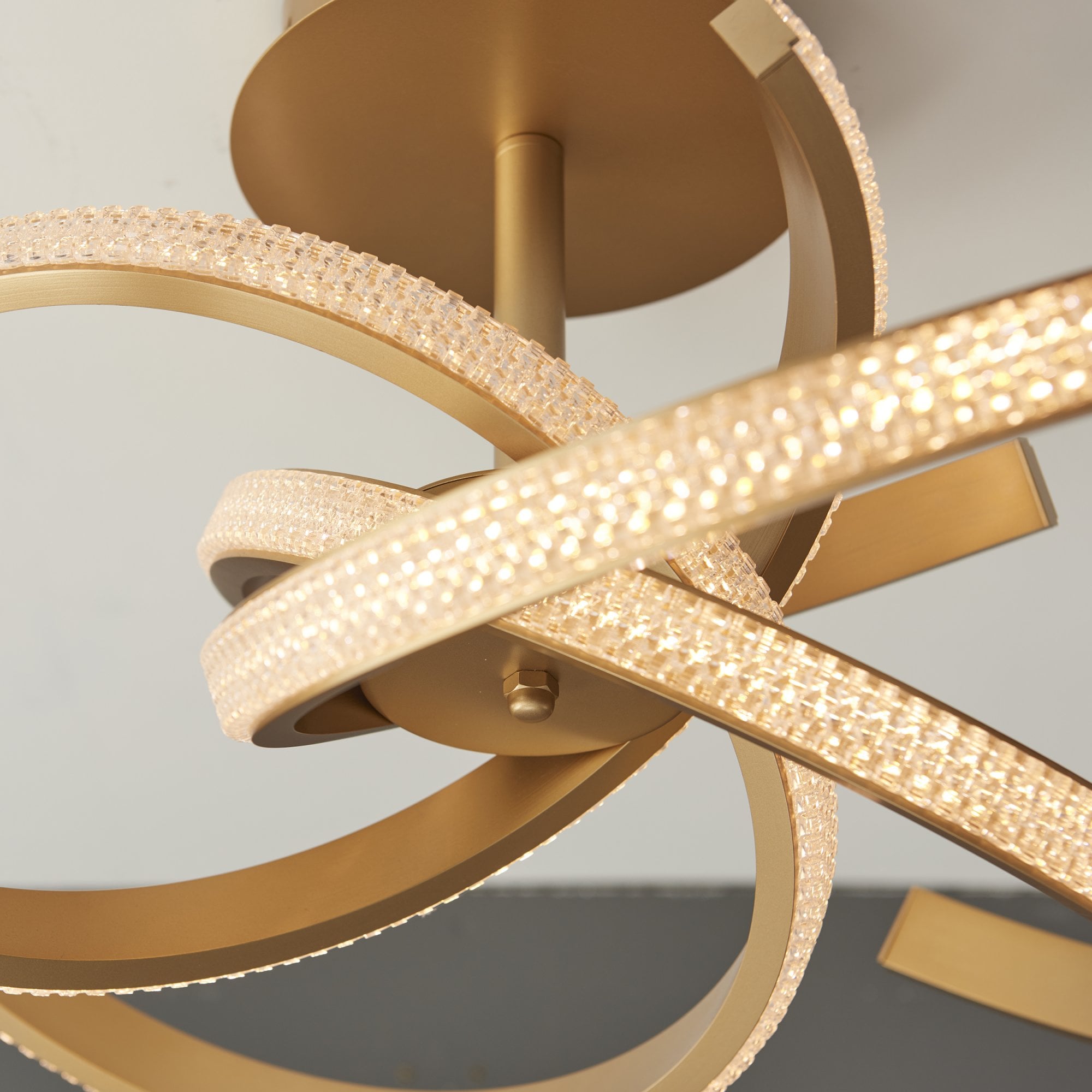 Endon Lorenzo 4 Light Semi Flush - Satin Gold Paint & Clear Acrylic