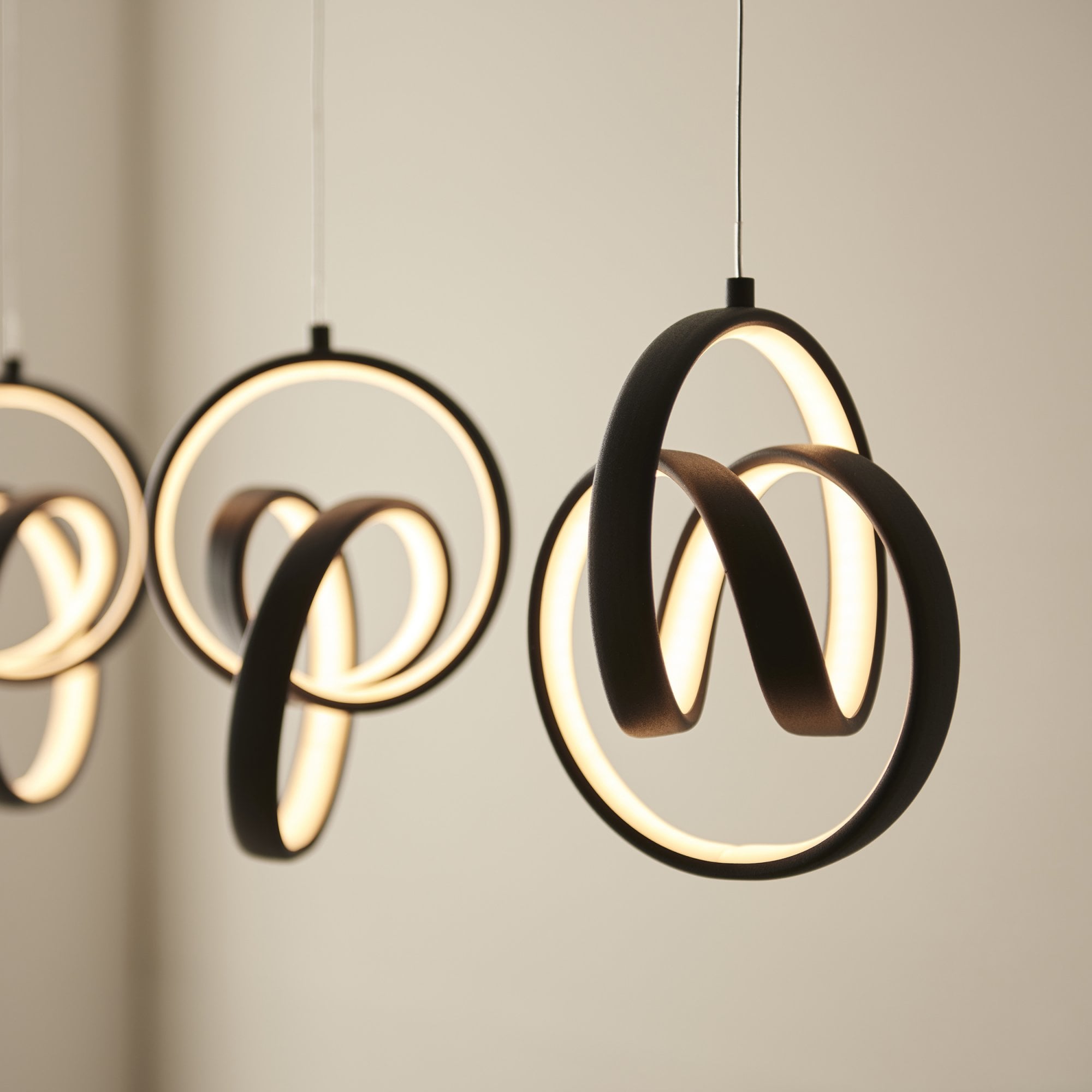 Endon Cosma 5 Light Pendant - Textured Black & White Silicone
