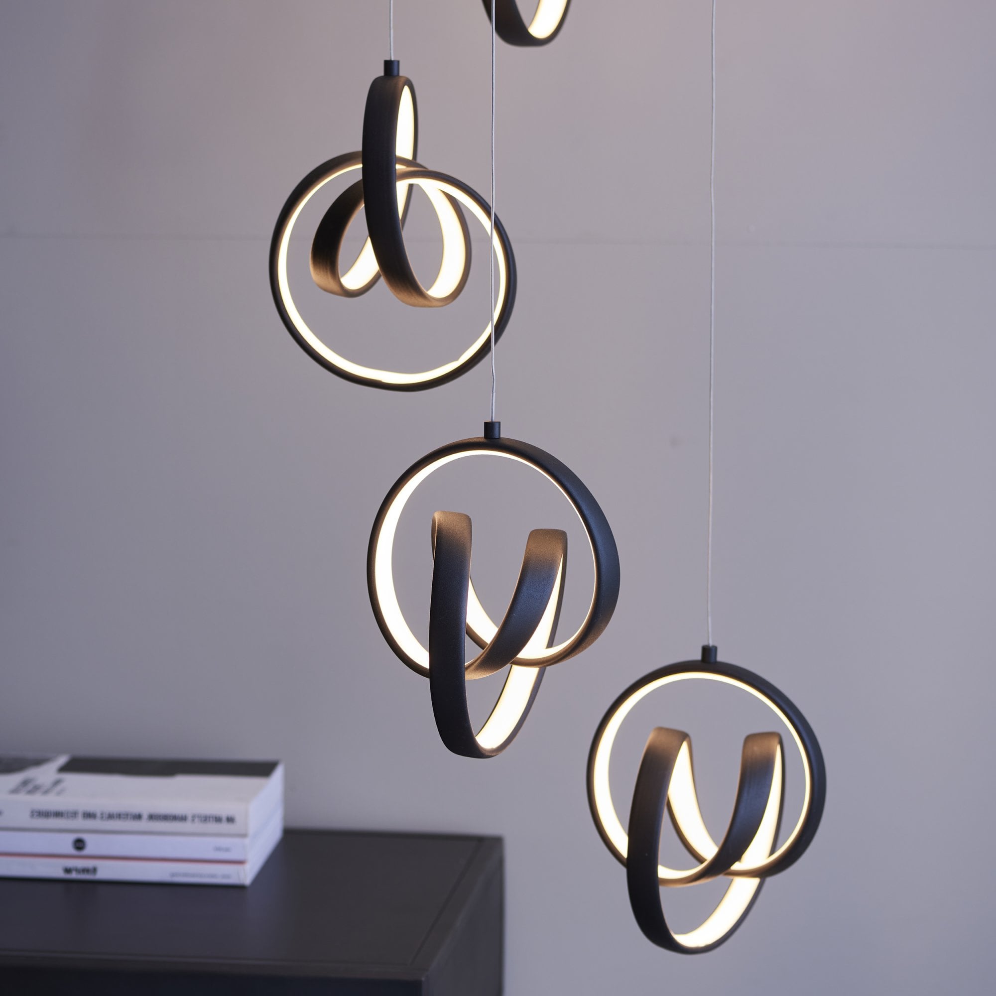 Endon Cosma 8 Light Pendant - Textured Black & White Silicone