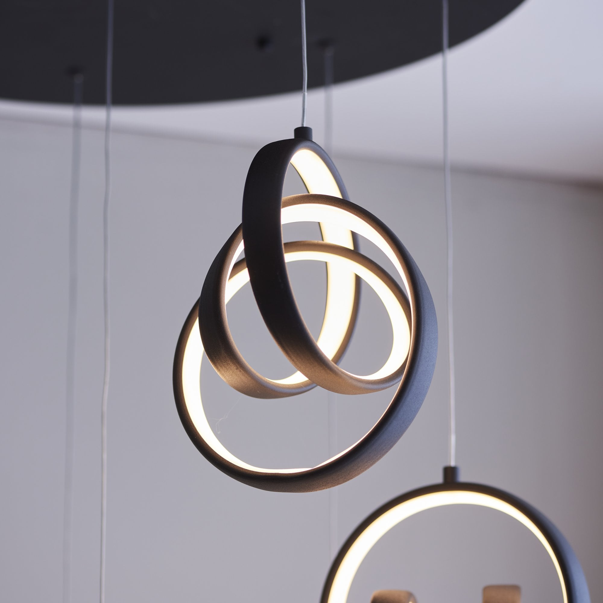 Endon Cosma 8 Light Pendant - Textured Black & White Silicone