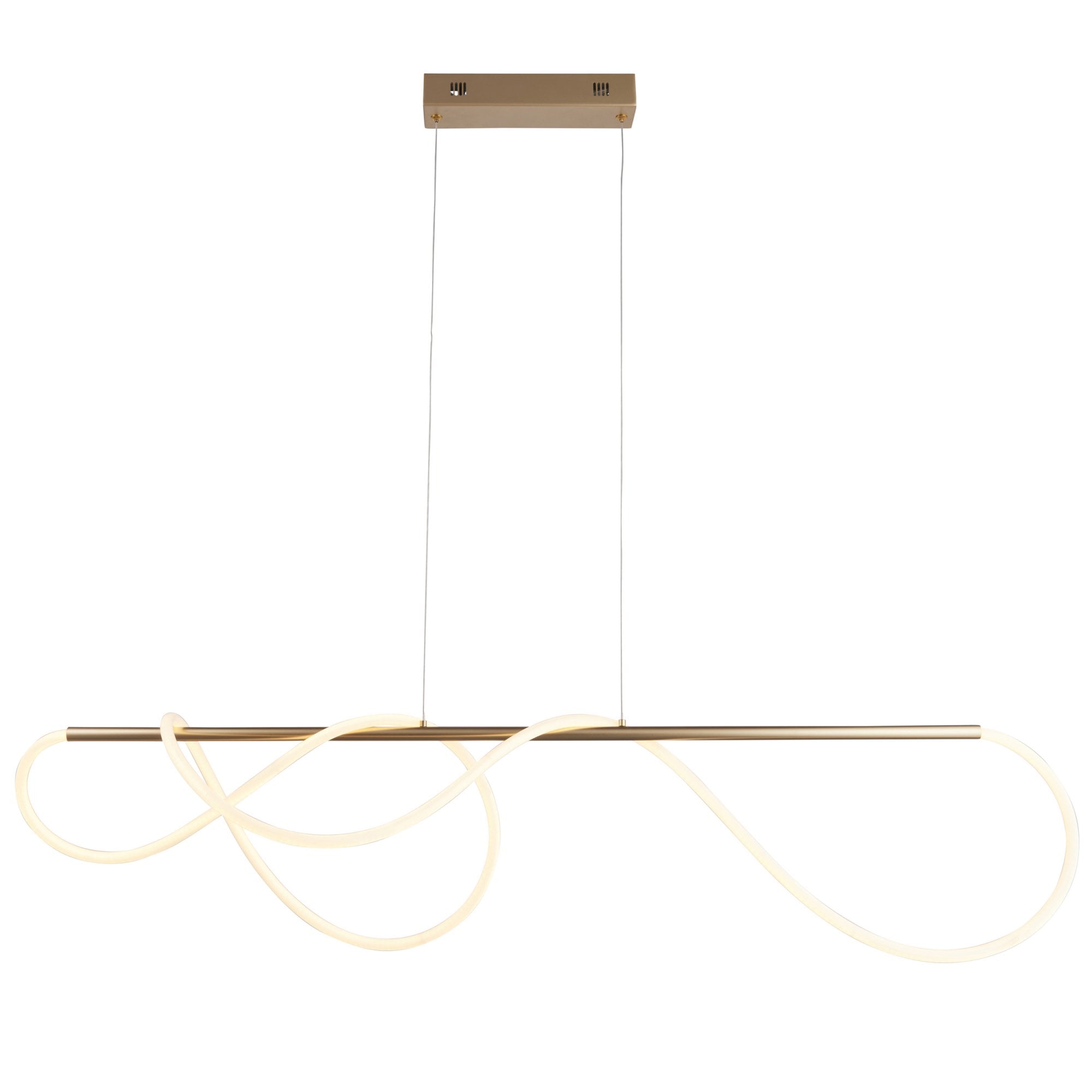 Endon Attalea Single Light Linear Pendant - Satin Gold Paint & White Silicone