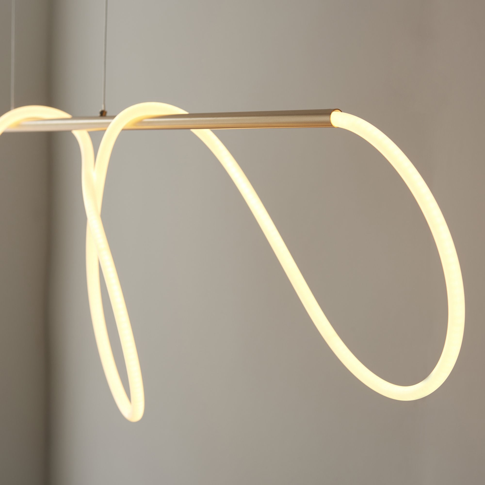 Endon Attalea Single Light Linear Pendant - Satin Gold Paint & White Silicone