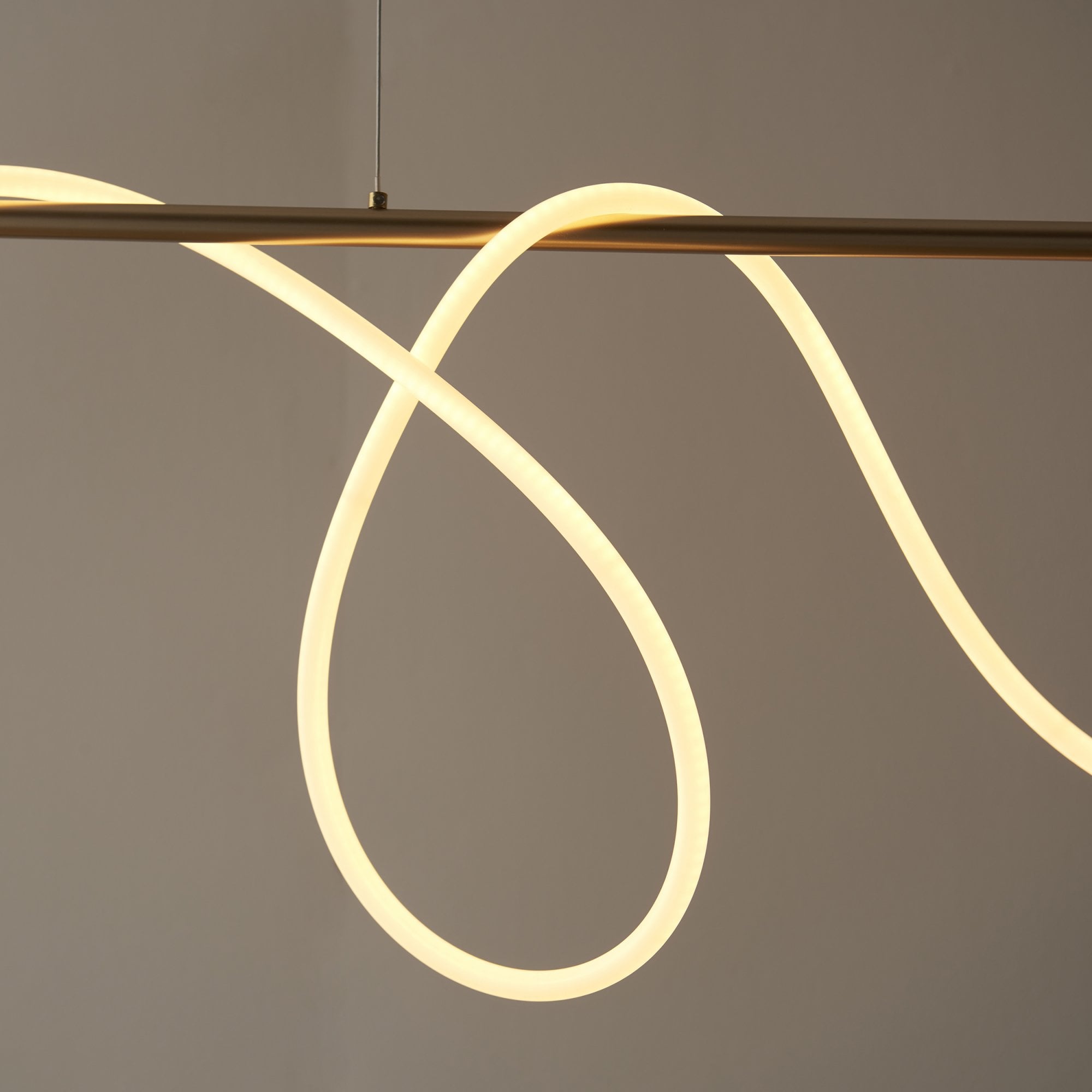 Endon Attalea Single Light Linear Pendant - Satin Gold Paint & White Silicone