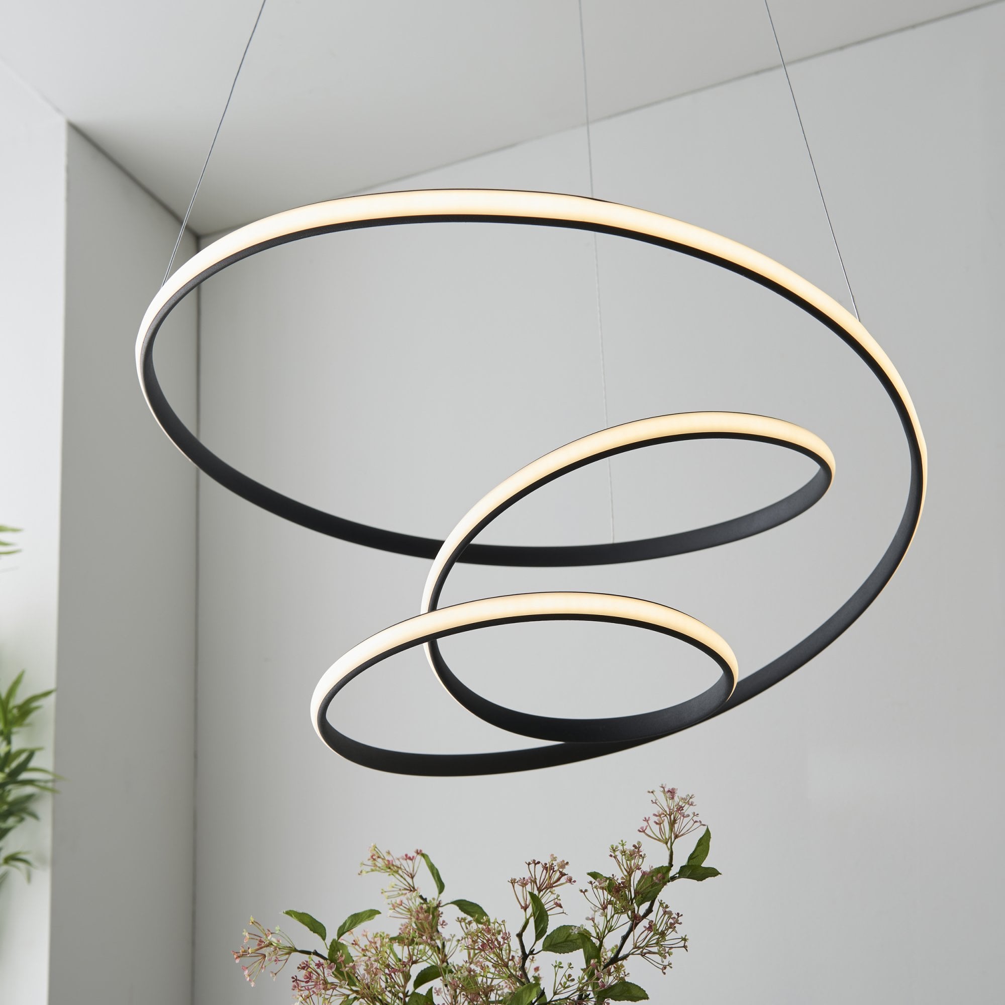 Endon Dune Single Light Pendant - Textured Black & White Silicone