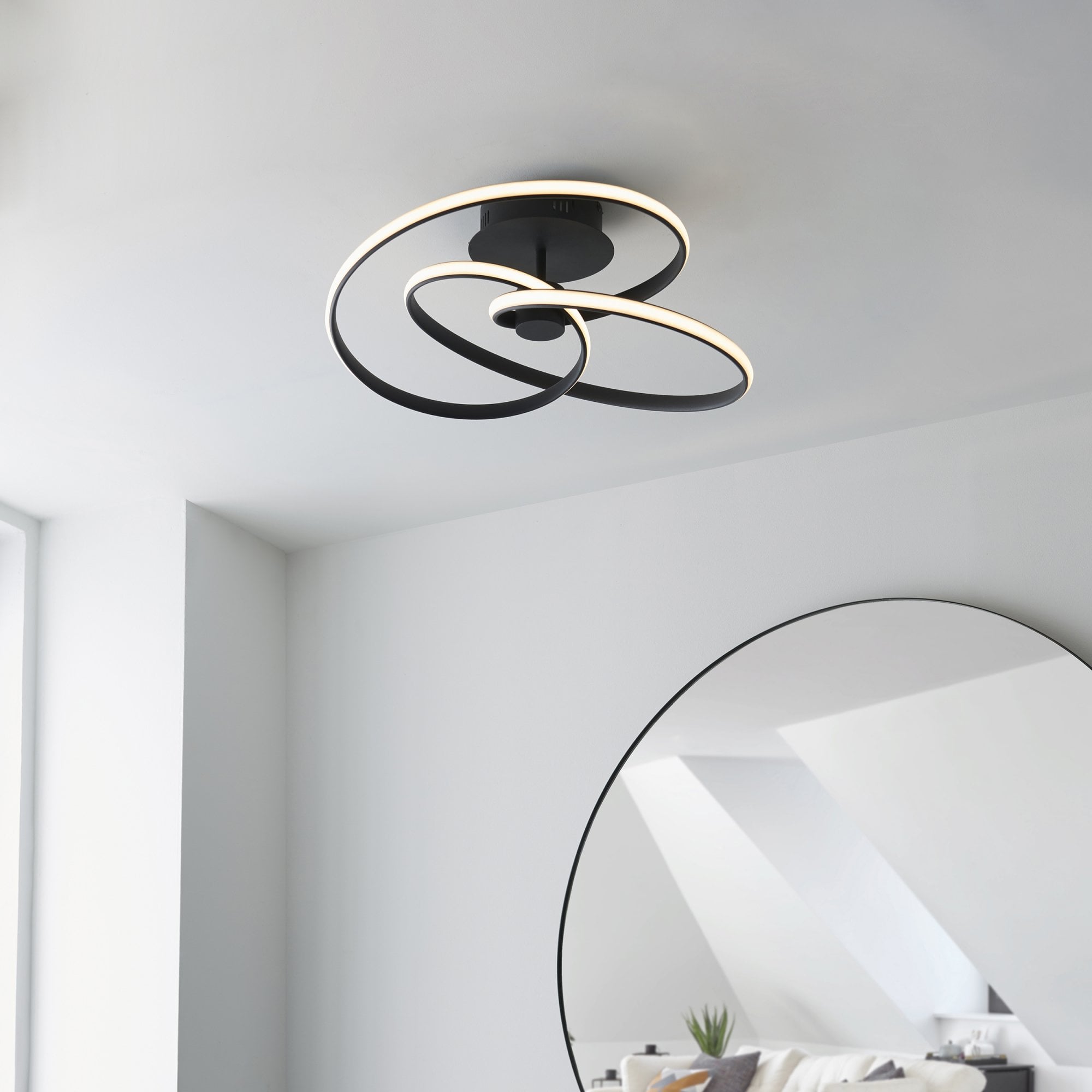 Endon Dune Single Light Semi Flush - Textured Black & White Silicone