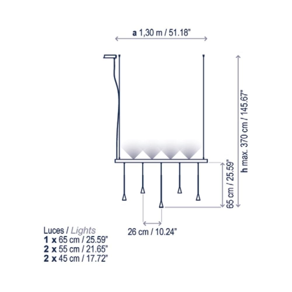 Bover Skybell Linear S/5L Pendant