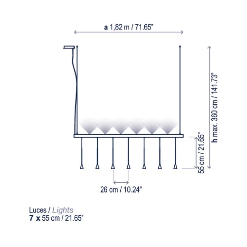 Bover Skybell Linear S/7L Pendant