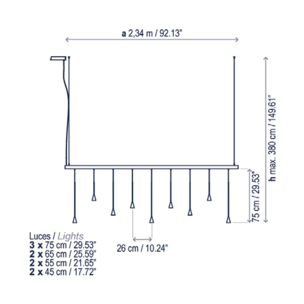 Bover Skybell Linear S/9L Pendant