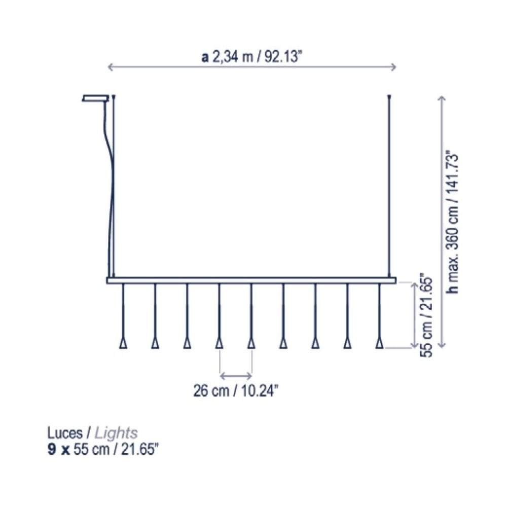 Bover Skybell Linear S/9L Pendant