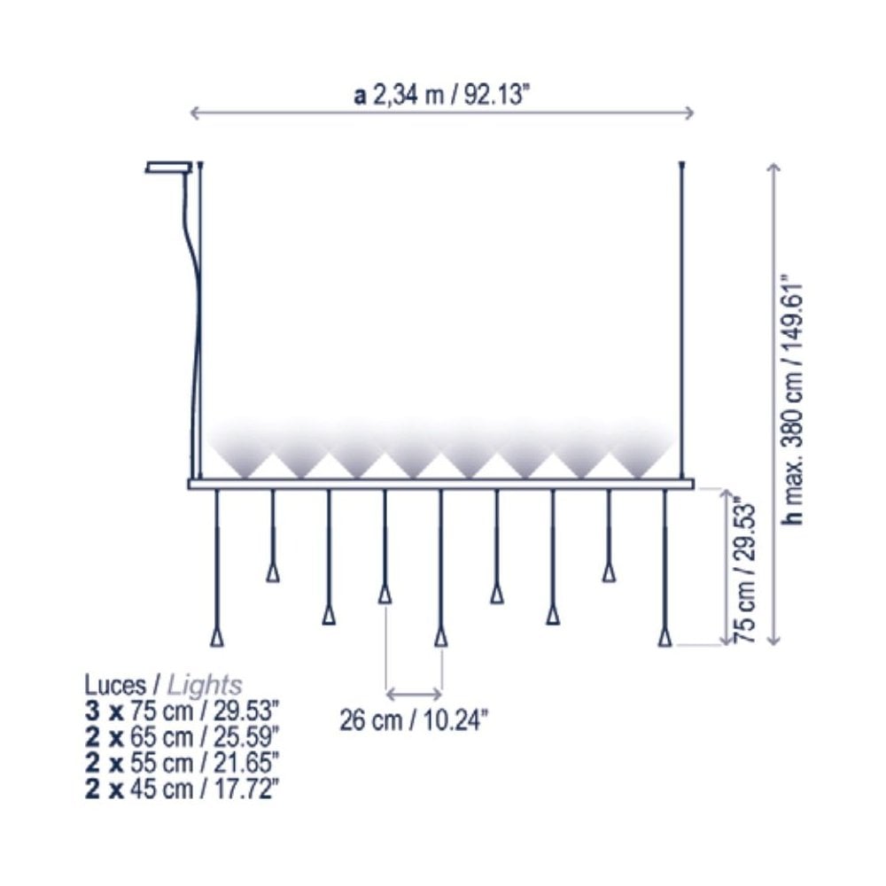 Bover Skybell Linear S/9L Pendant