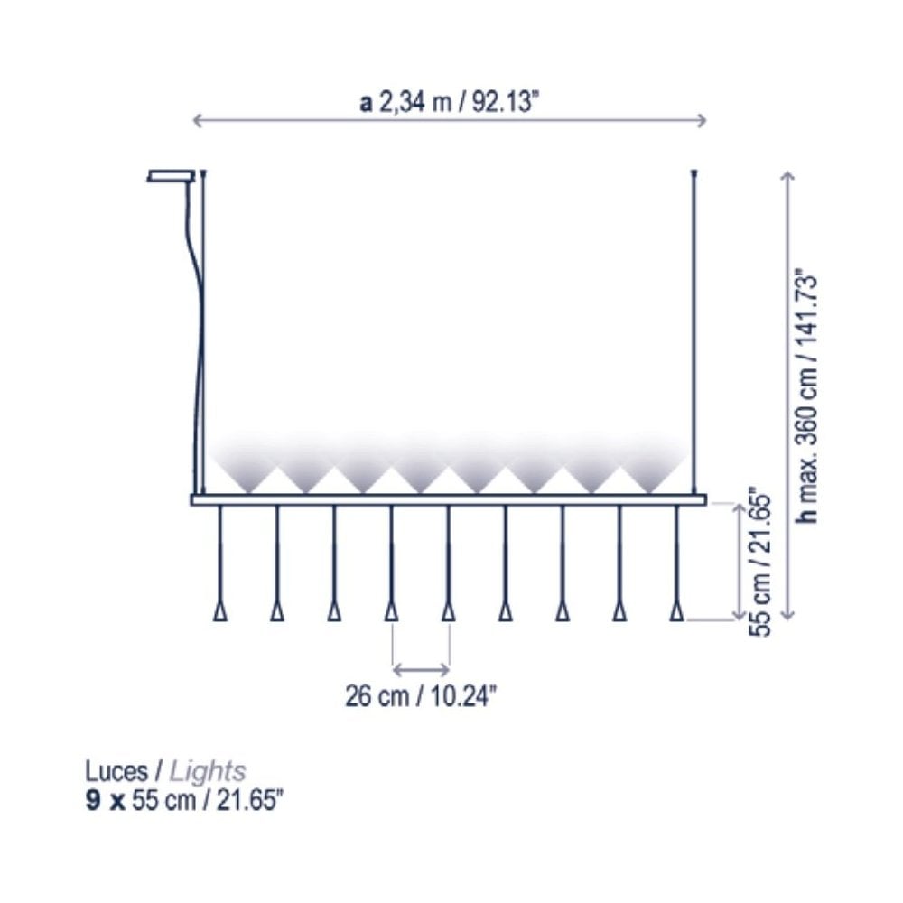Bover Skybell Linear S/9L Pendant