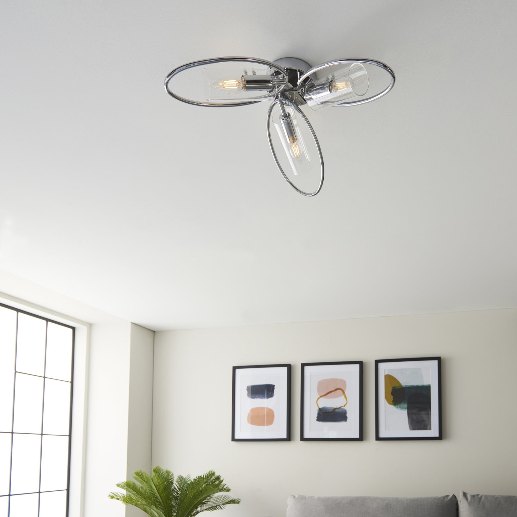 Endon Amari 3 Light Semi Flush - Chrome Plated