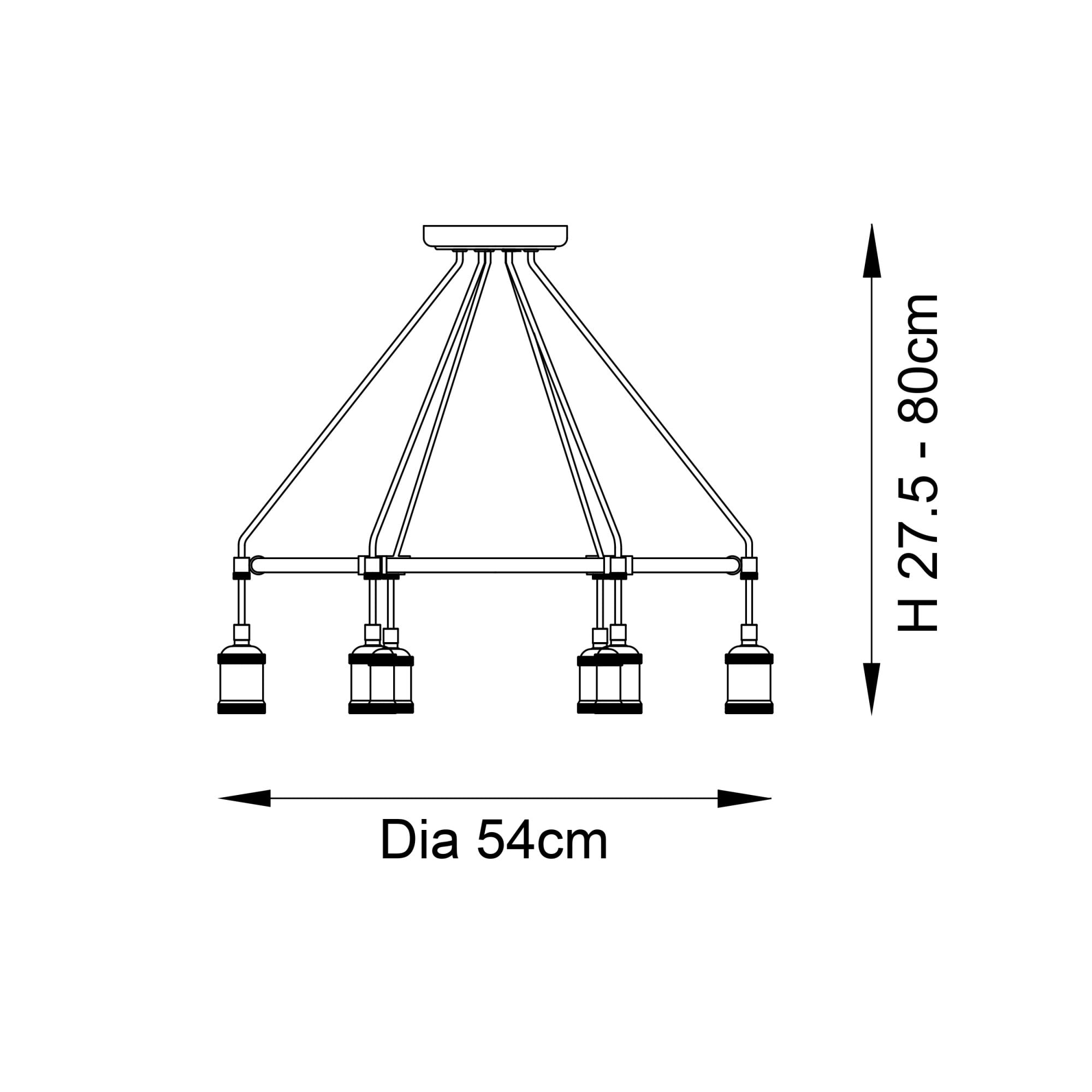 Endon Hal 6 Light Pendant - Antique Brass