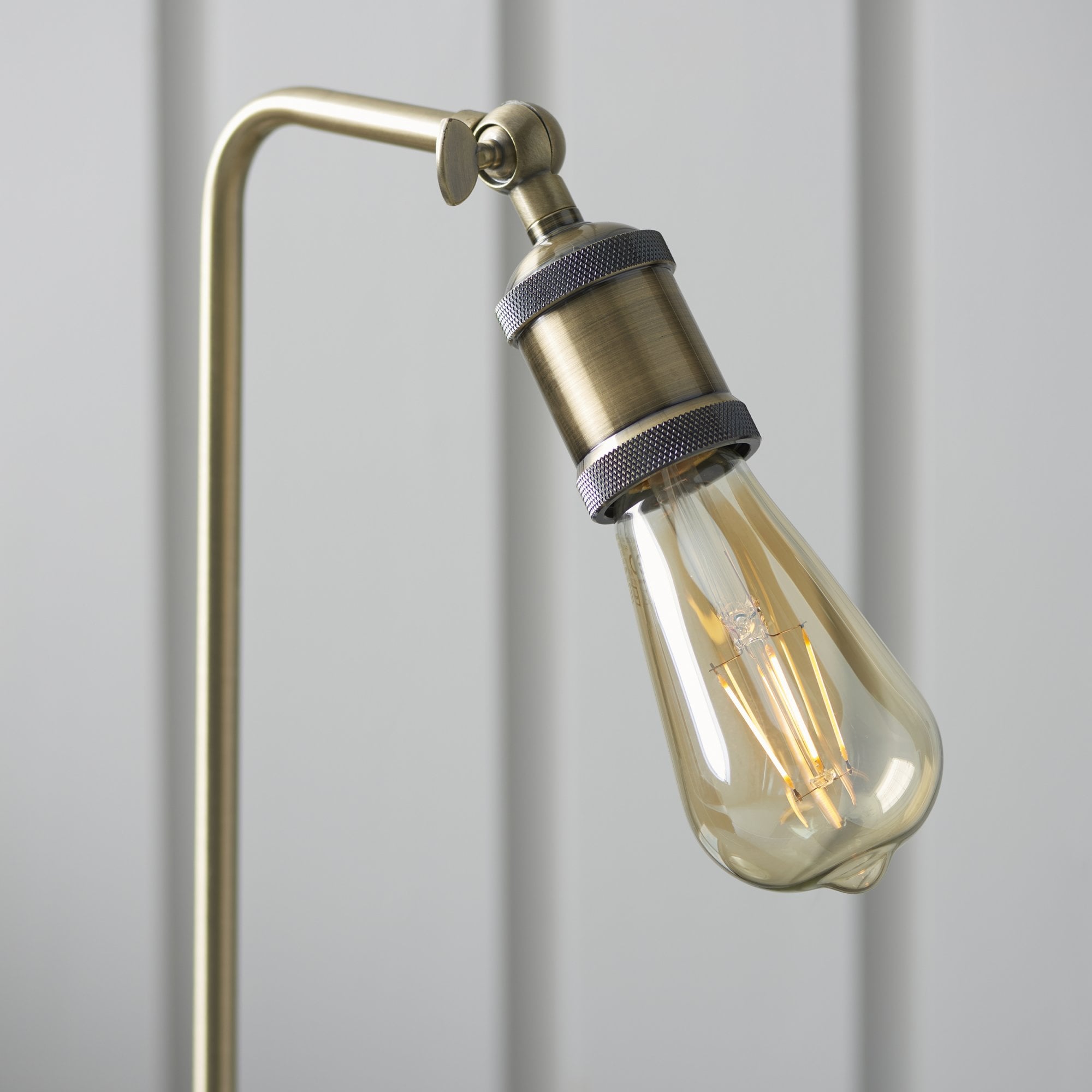 Endon Hal Single Light Arm Table Lamp - Antique Brass