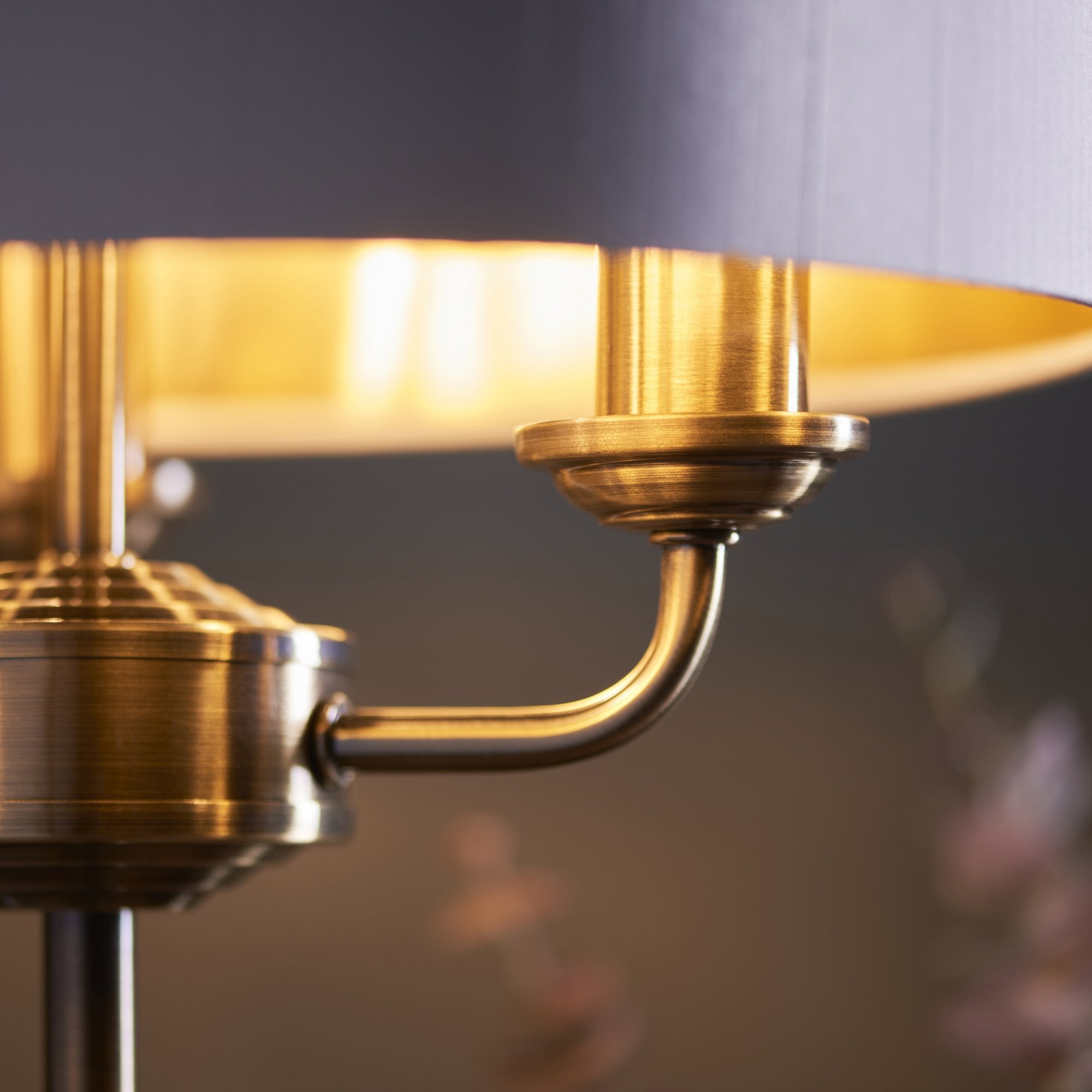 Endon Highclere 3 Light Table Lamp - Antique Brass & Vintage White