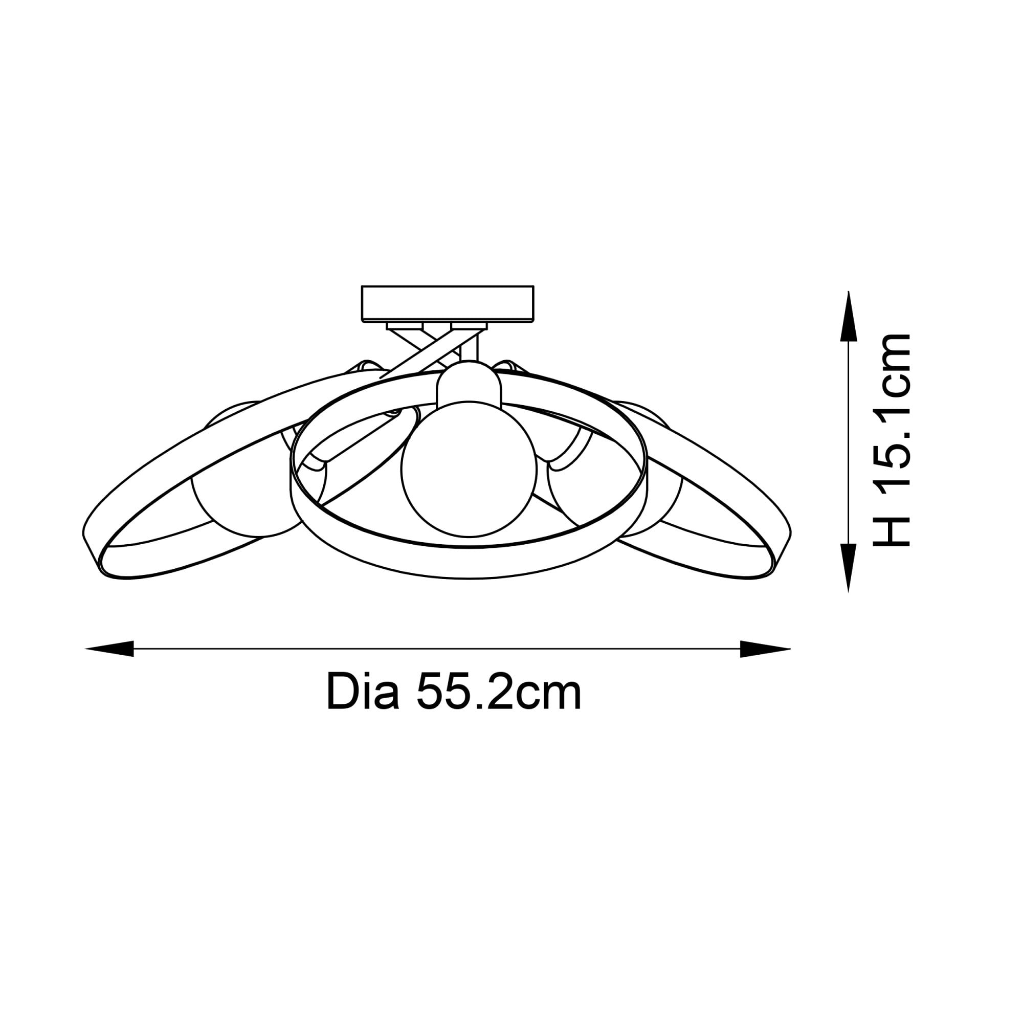 Endon Hoop 3 Light Semi Flush - Brushed Copper, Nickel & Brass