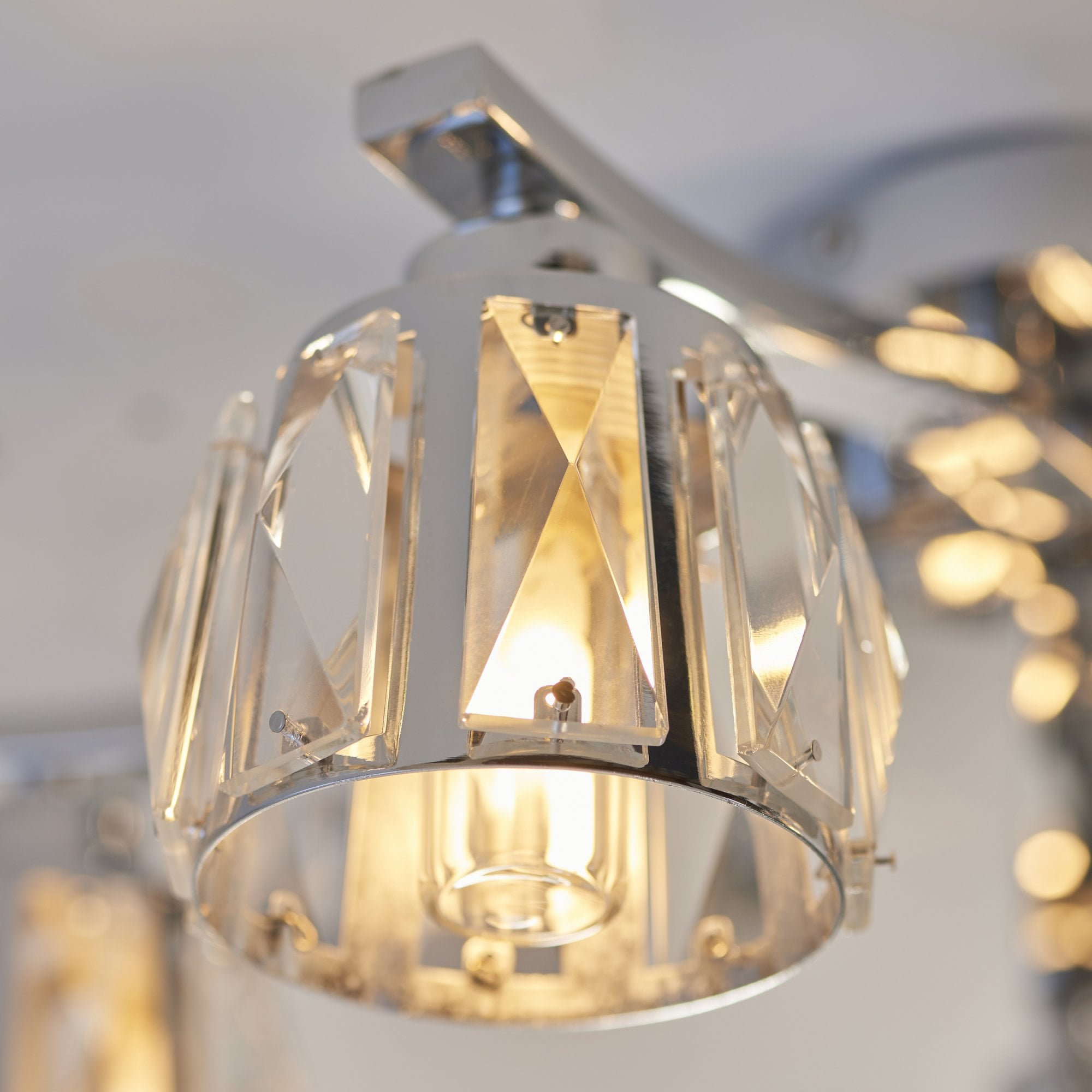 Endon Ria 5 Light IP44 Semi Flush - Crystal & Chrome